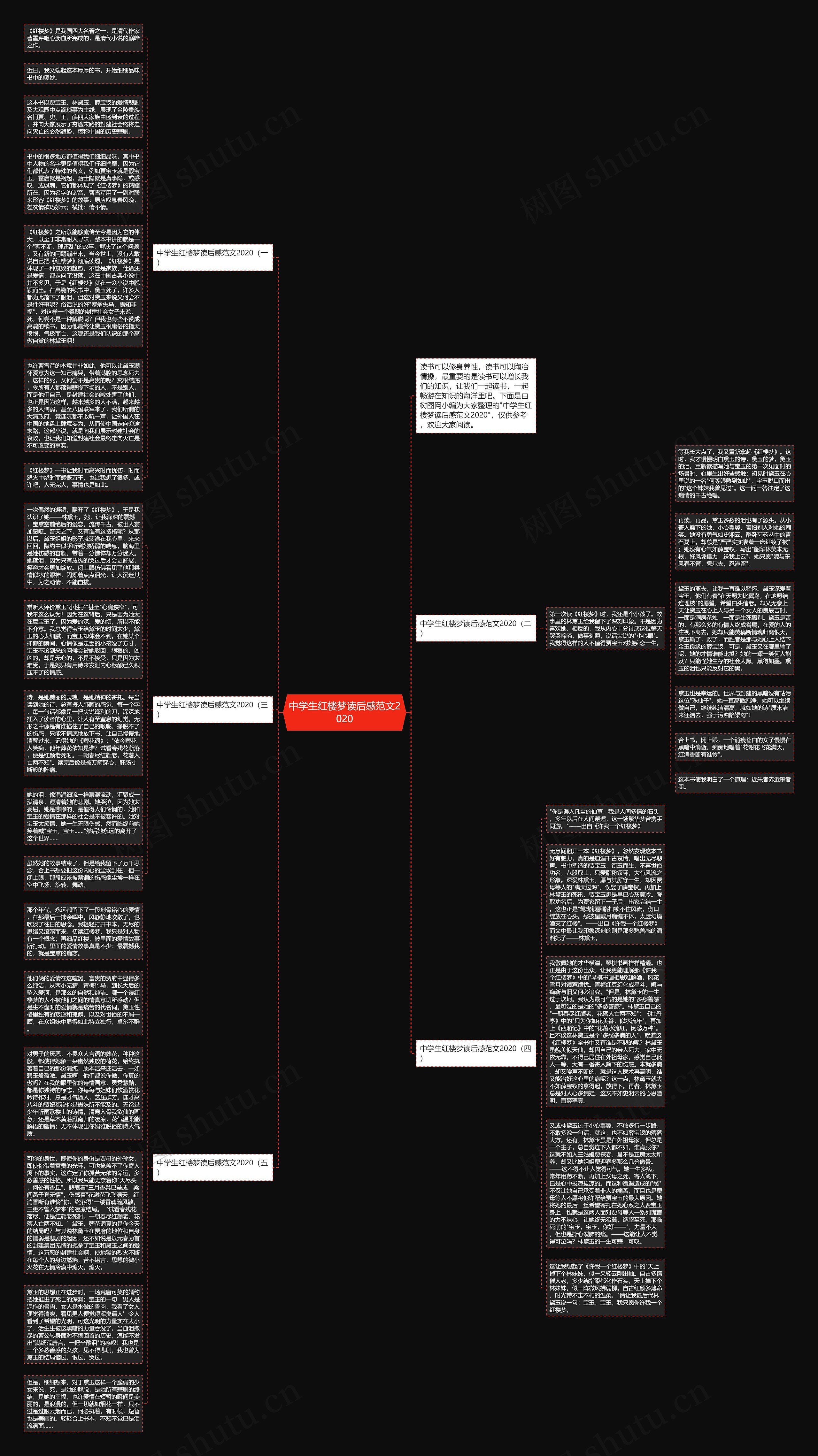 中学生红楼梦读后感范文2020思维导图