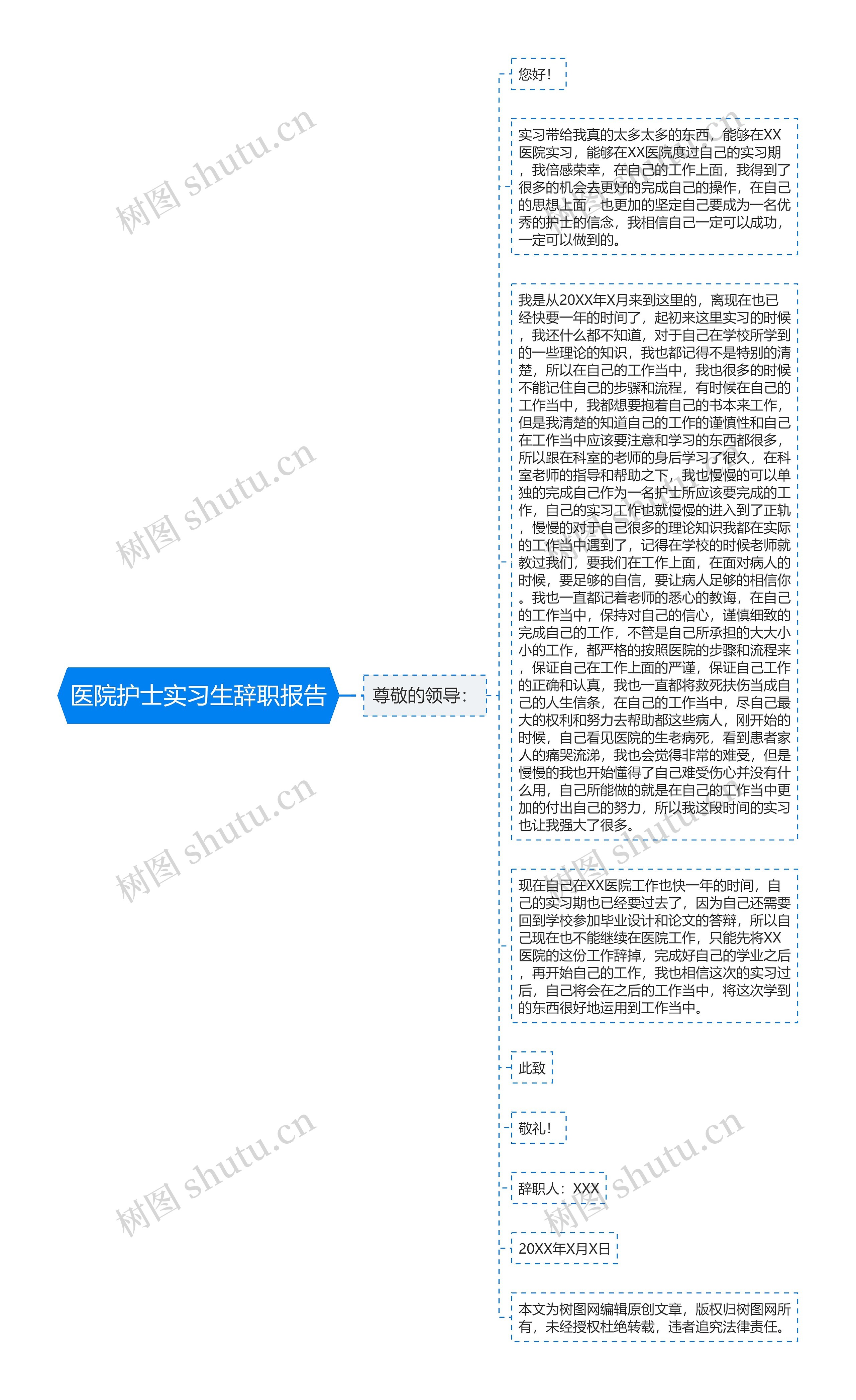 医院护士实习生辞职报告思维导图