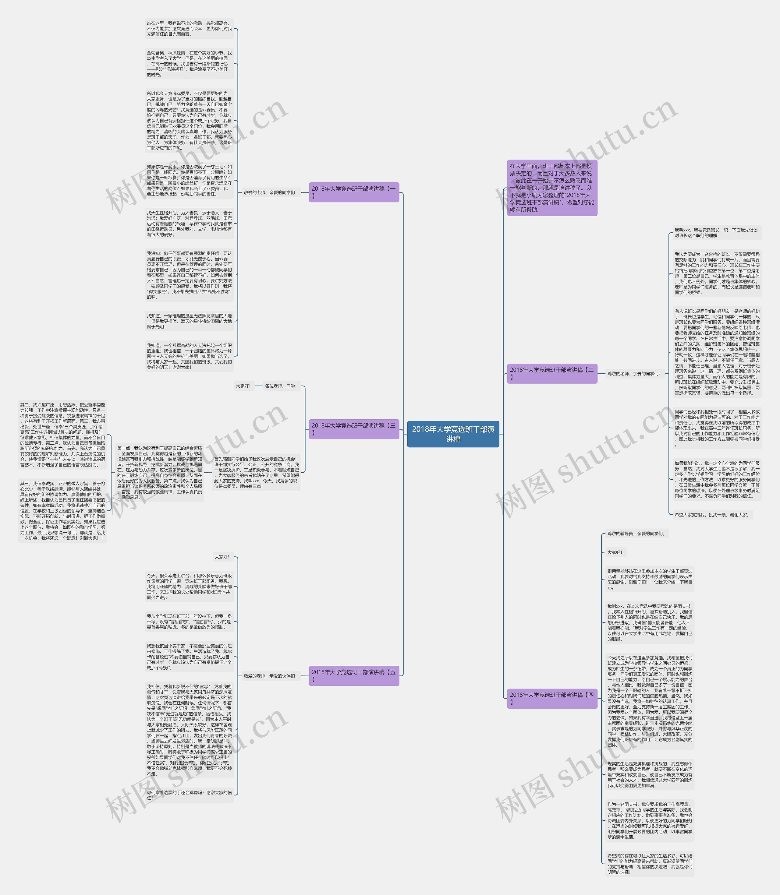 2018年大学竞选班干部演讲稿思维导图