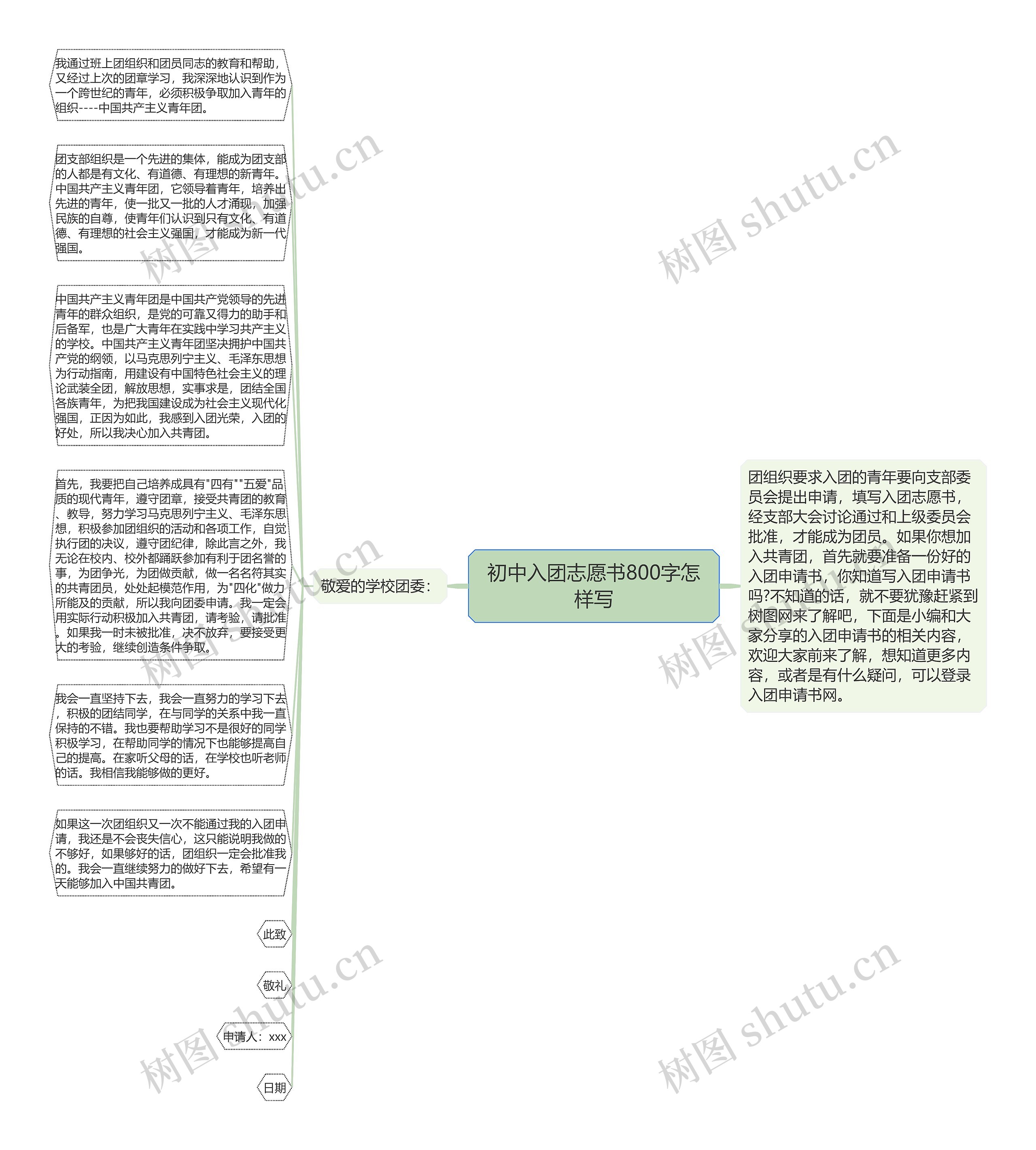 初中入团志愿书800字怎样写思维导图