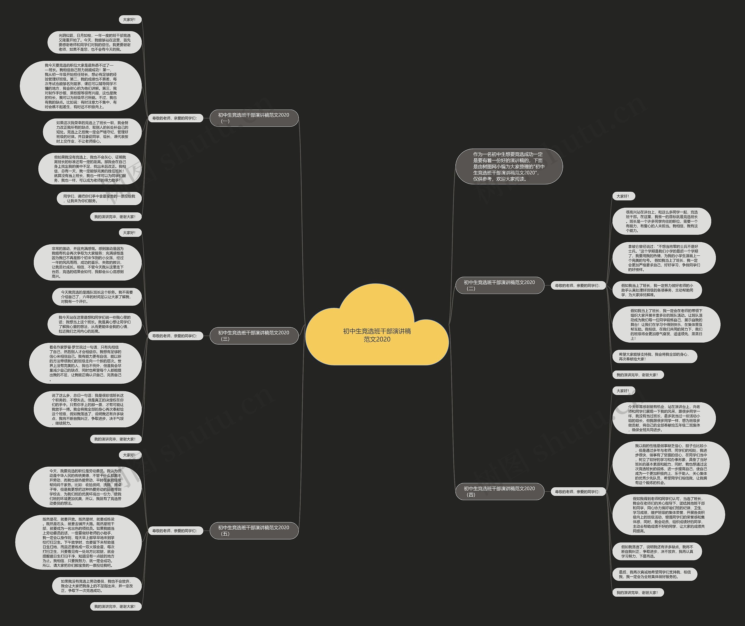 初中生竞选班干部演讲稿范文2020思维导图