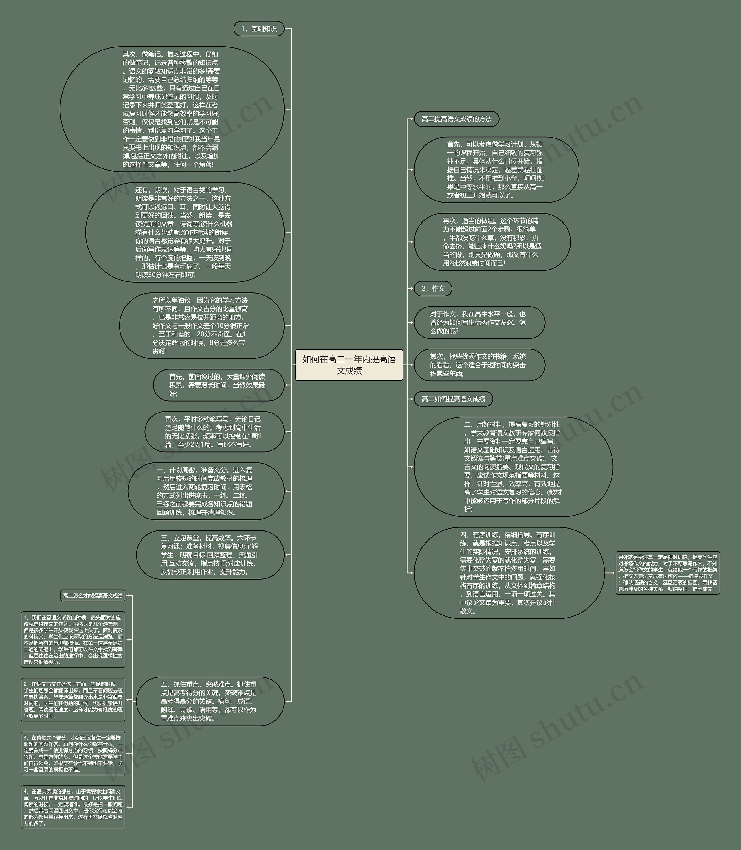 如何在高二一年内提高语文成绩思维导图