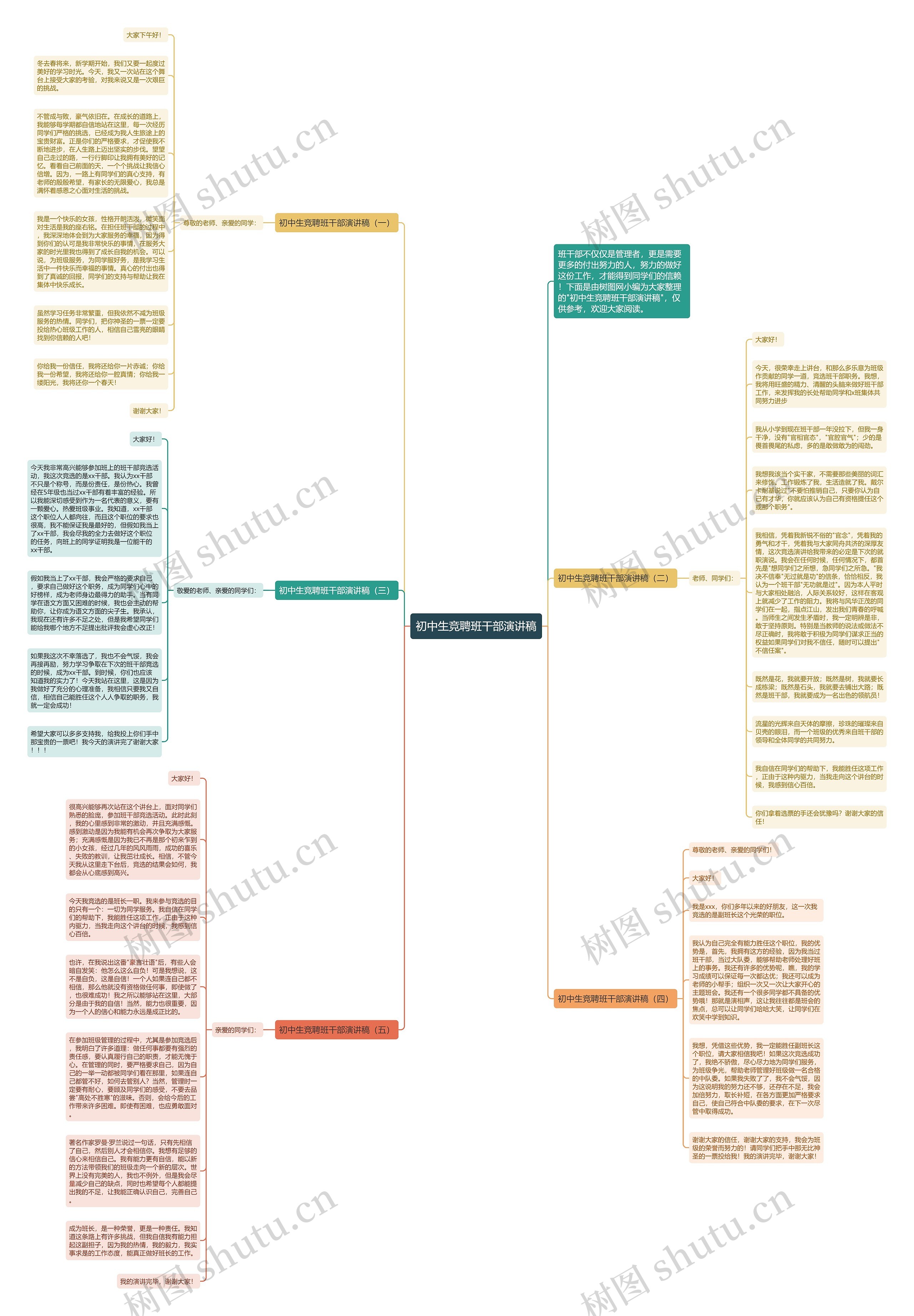 初中生竞聘班干部演讲稿思维导图