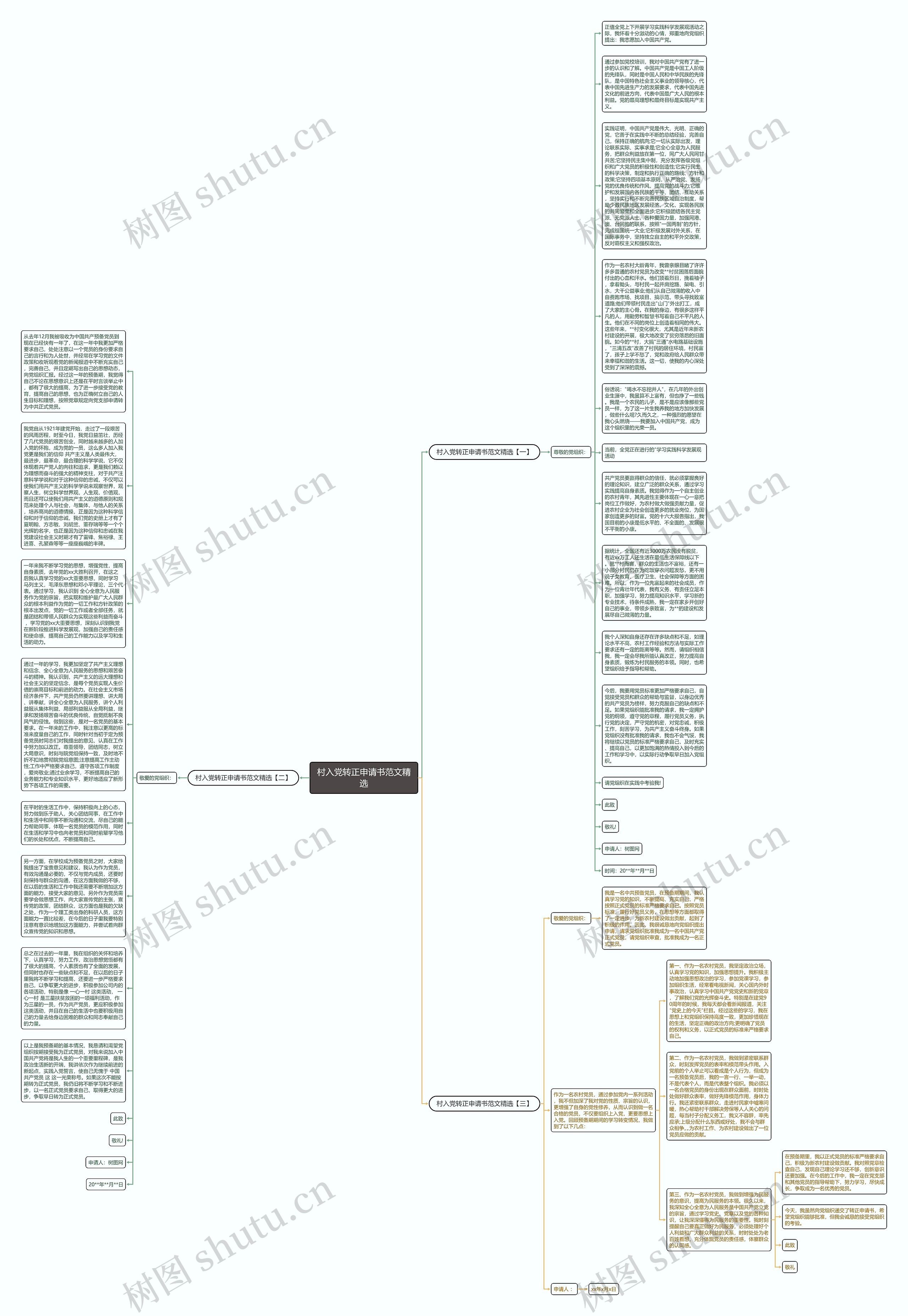 村入党转正申请书范文精选思维导图