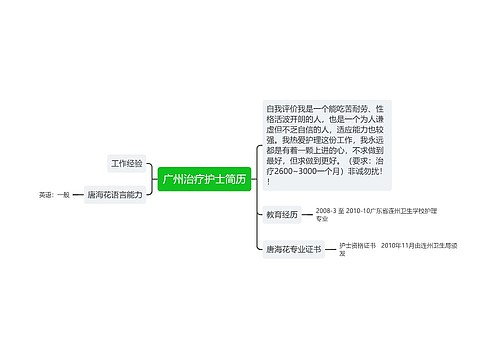 广州治疗护士简历