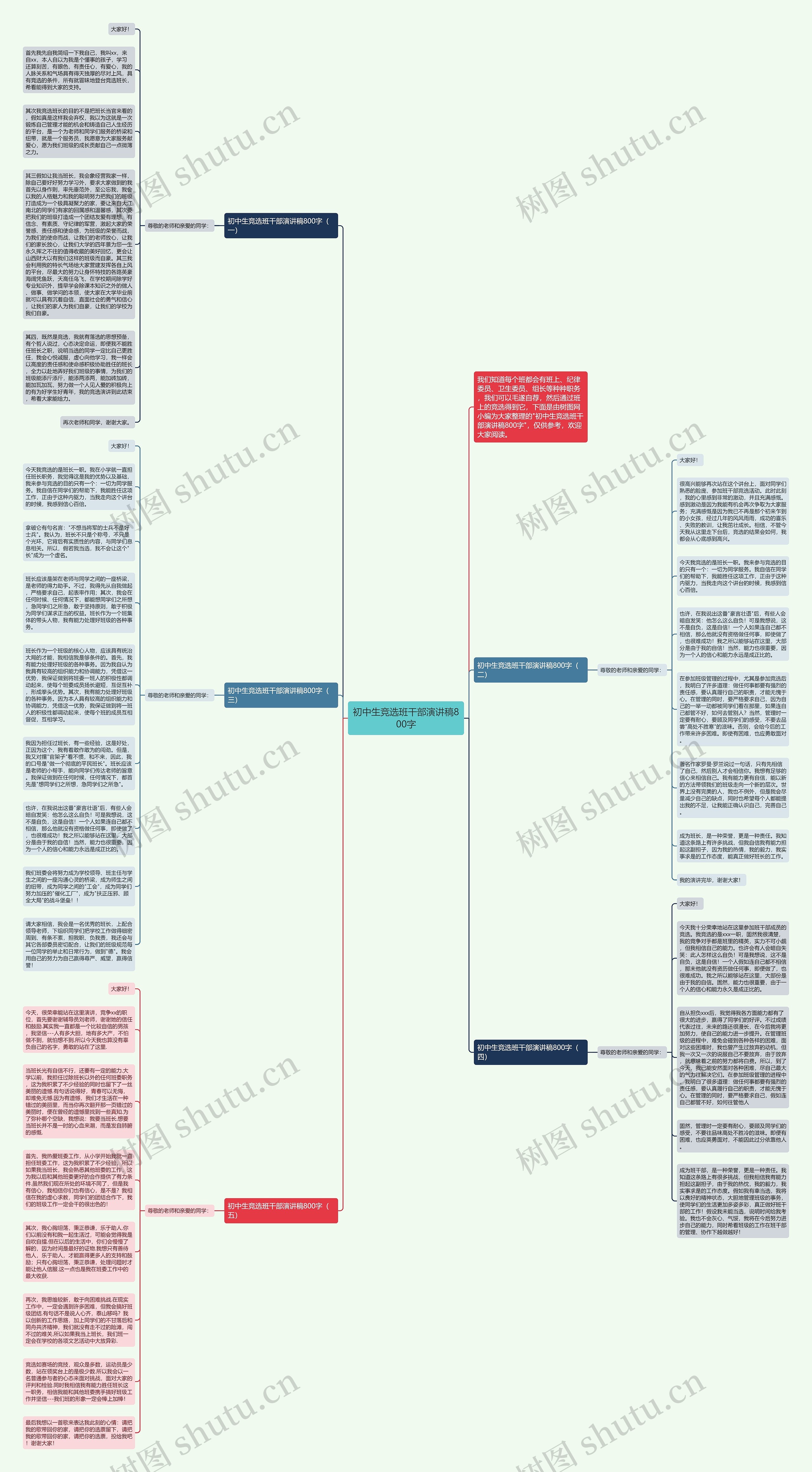 初中生竞选班干部演讲稿800字思维导图