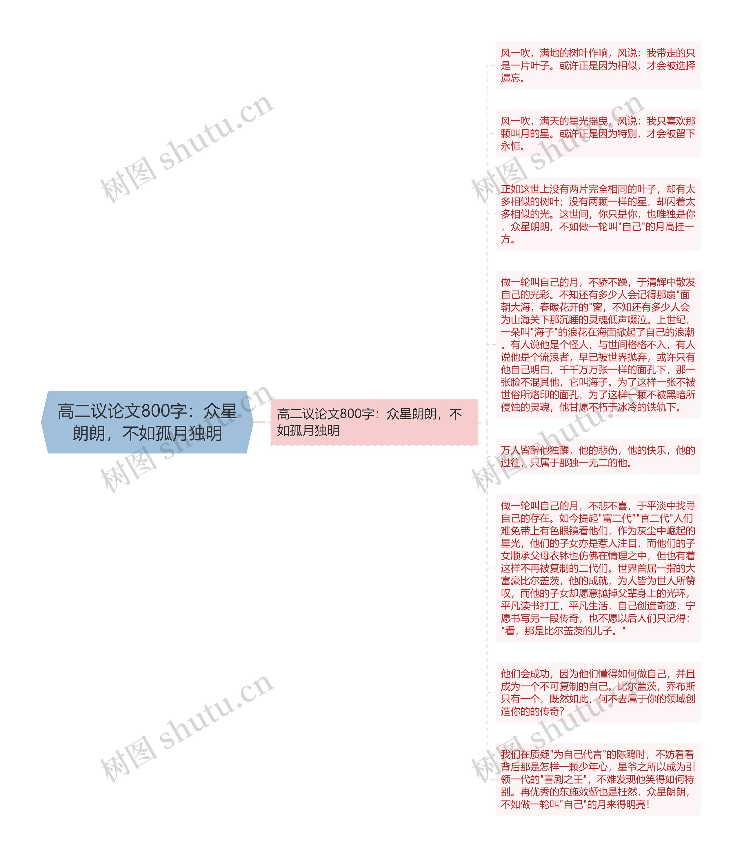 高二议论文800字：众星朗朗，不如孤月独明思维导图