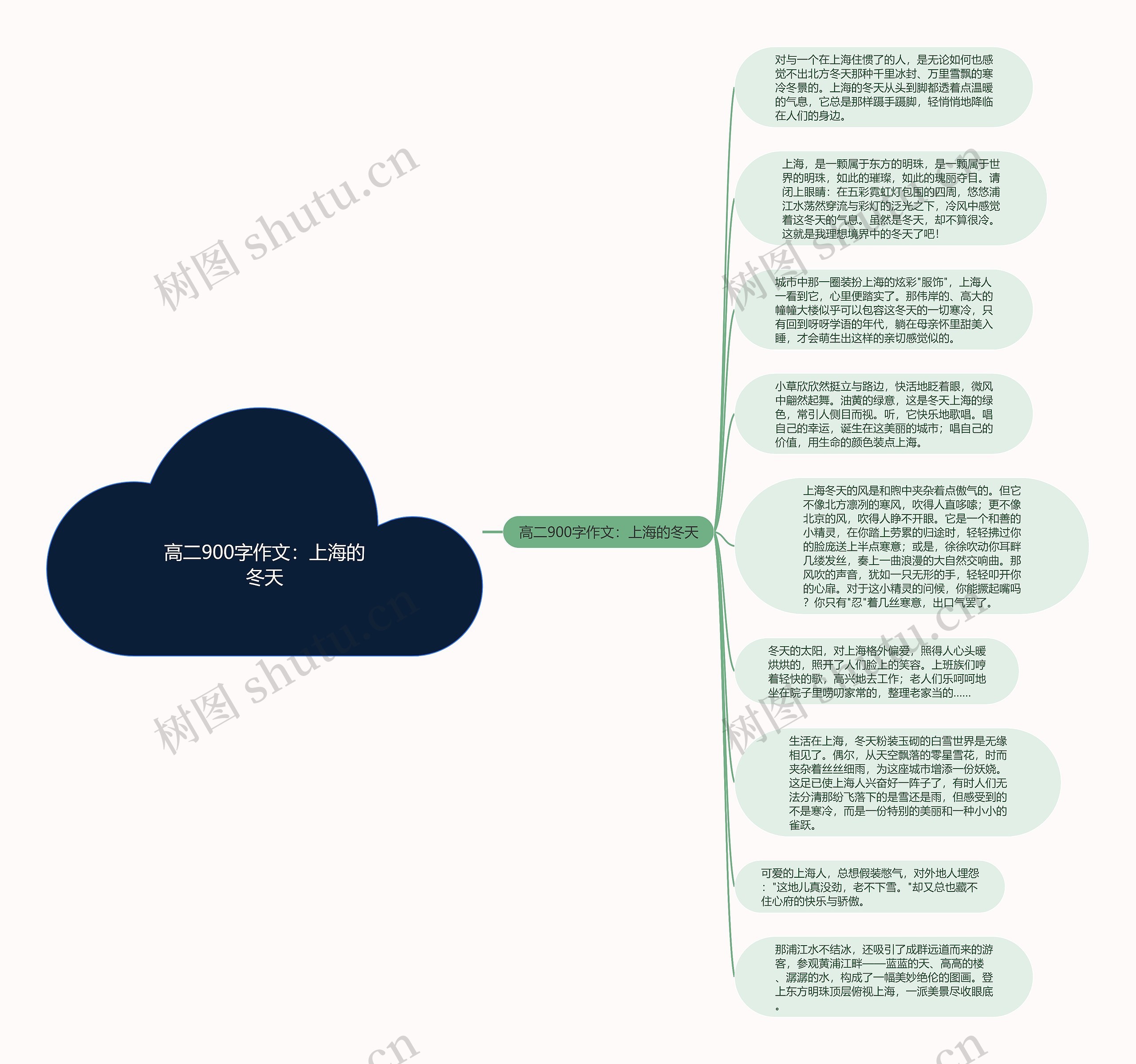 高二900字作文：上海的冬天思维导图