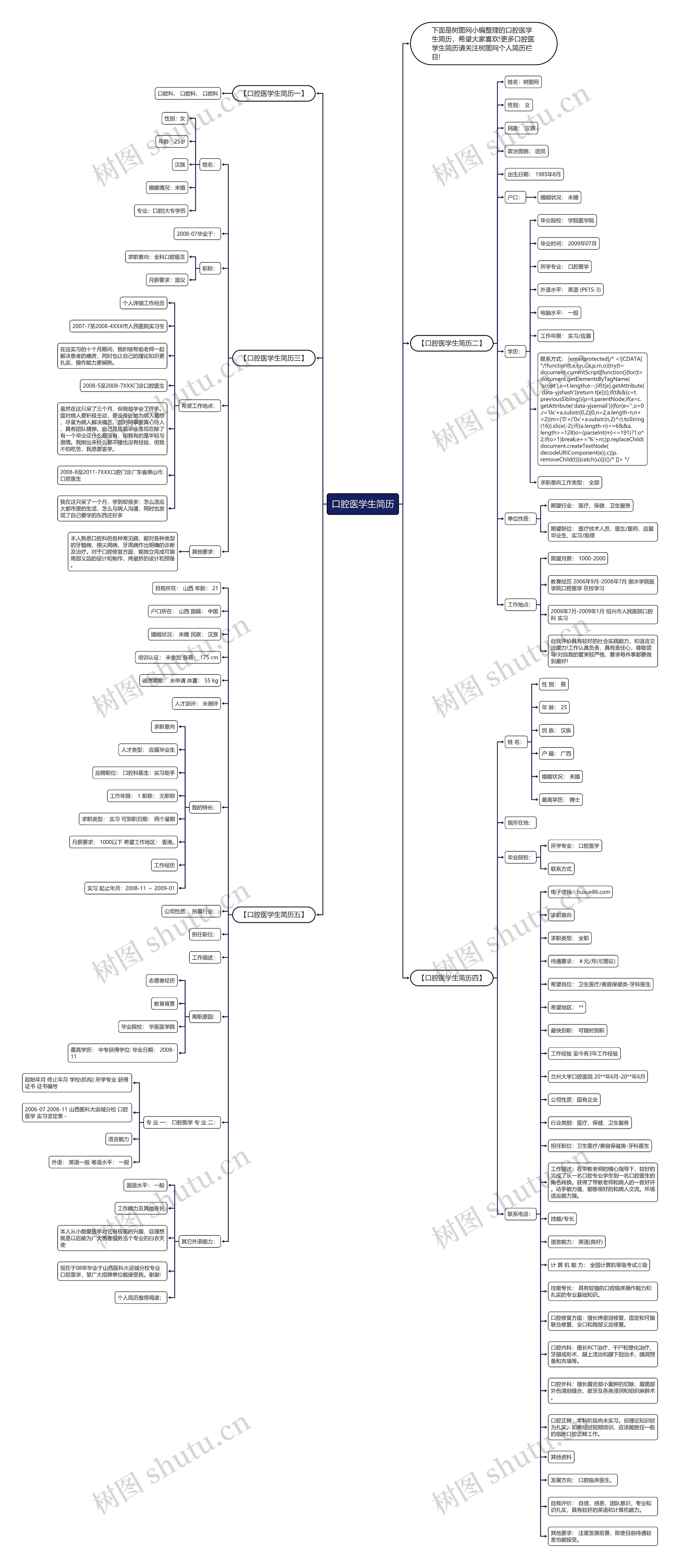 口腔医学生简历思维导图