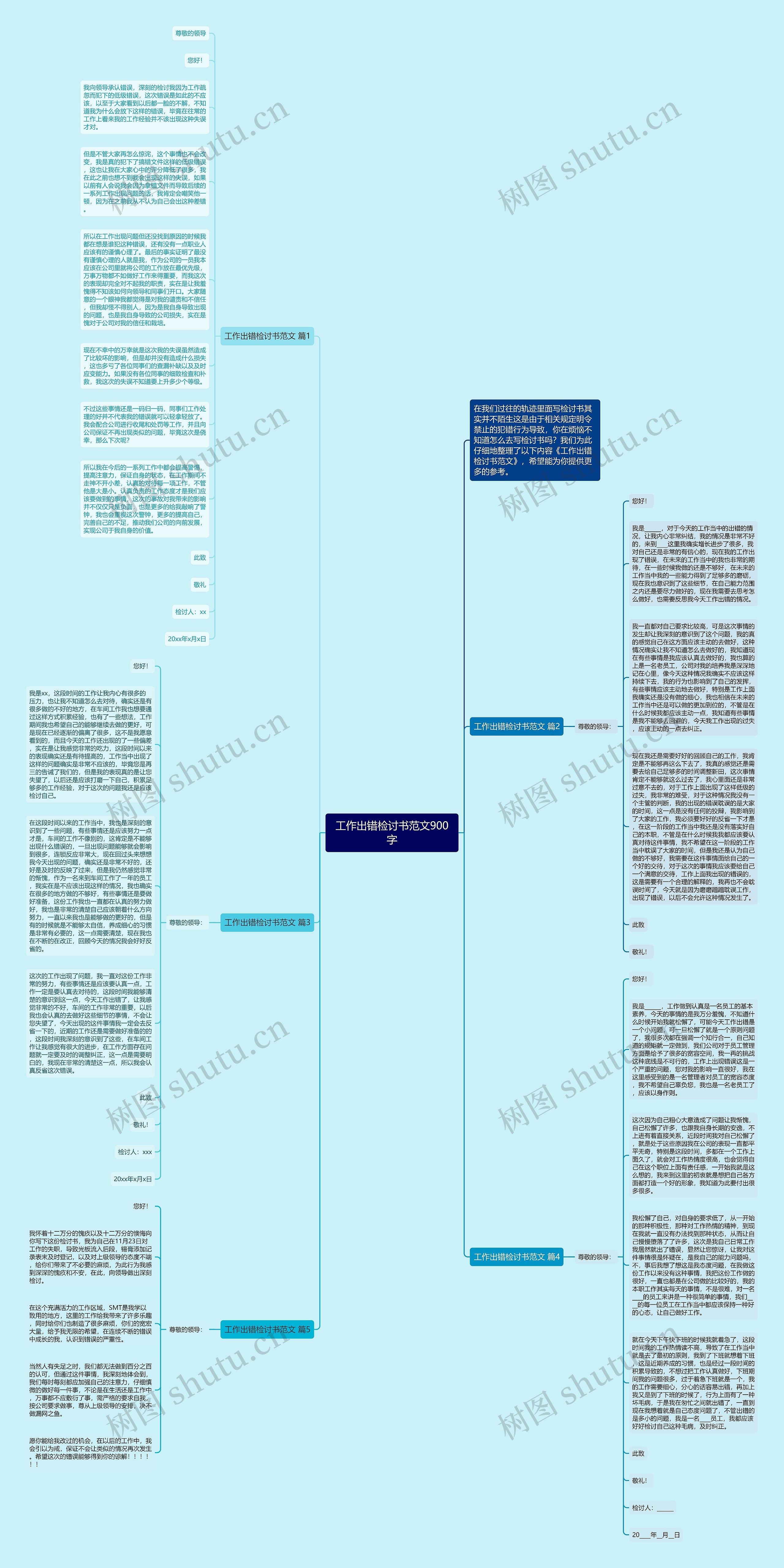工作出错检讨书范文900字思维导图