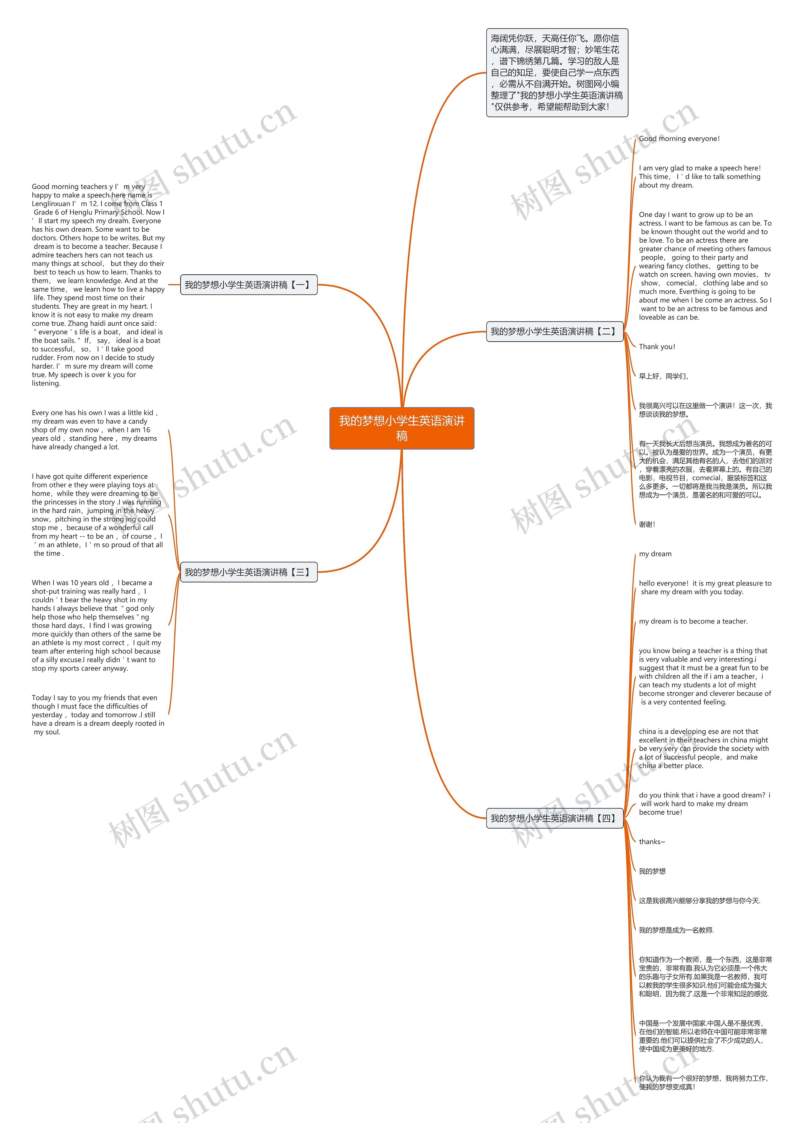 我的梦想小学生英语演讲稿思维导图