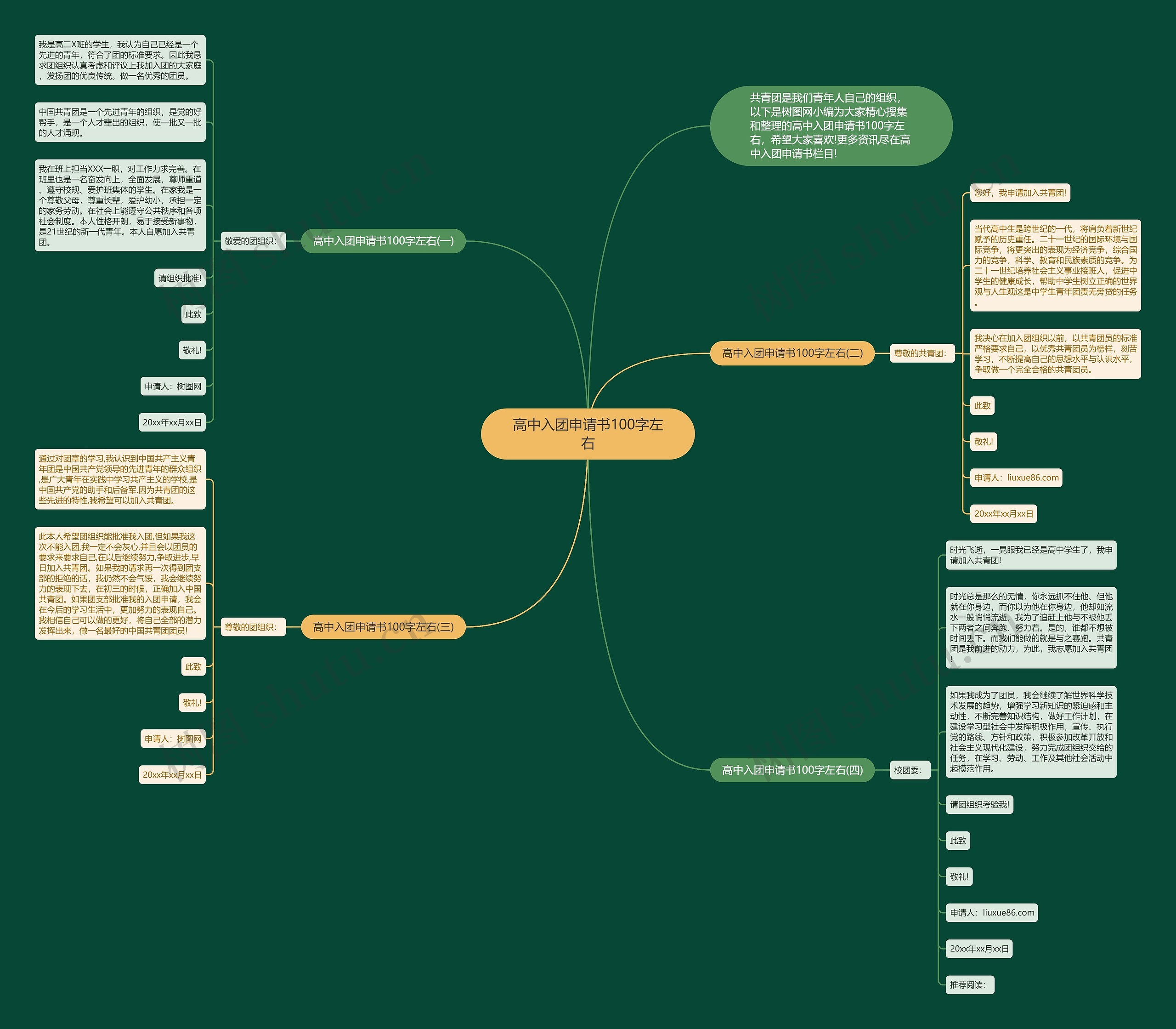 高中入团申请书100字左右思维导图
