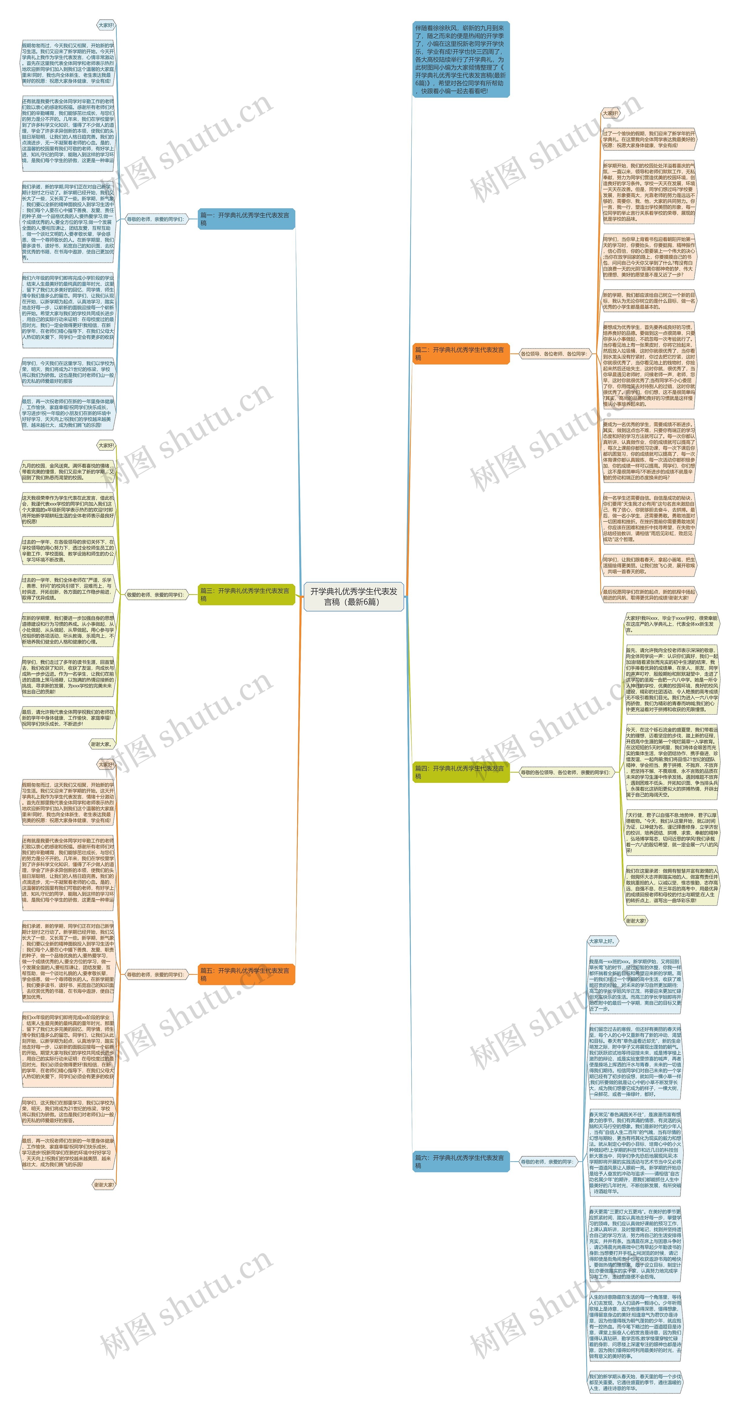 开学典礼优秀学生代表发言稿（最新6篇）思维导图