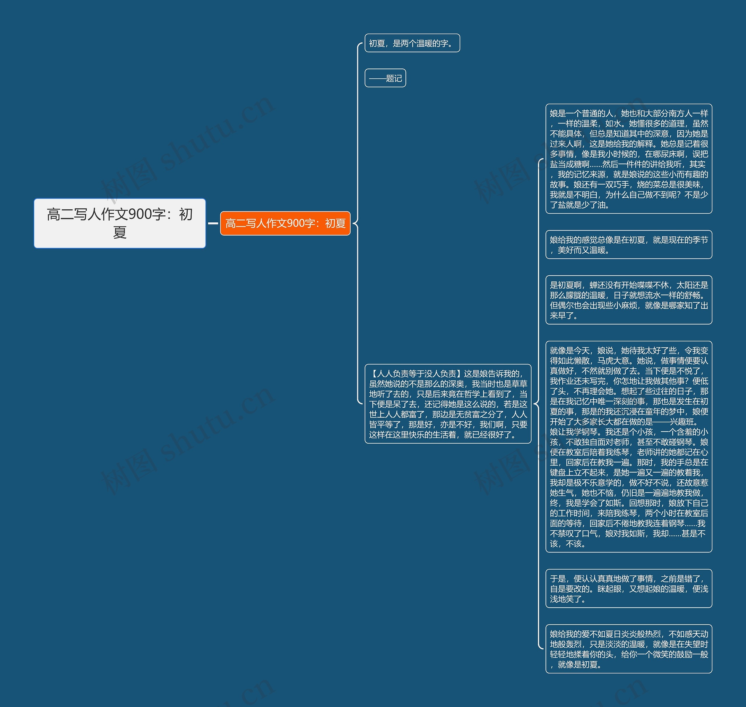 高二写人作文900字：初夏思维导图