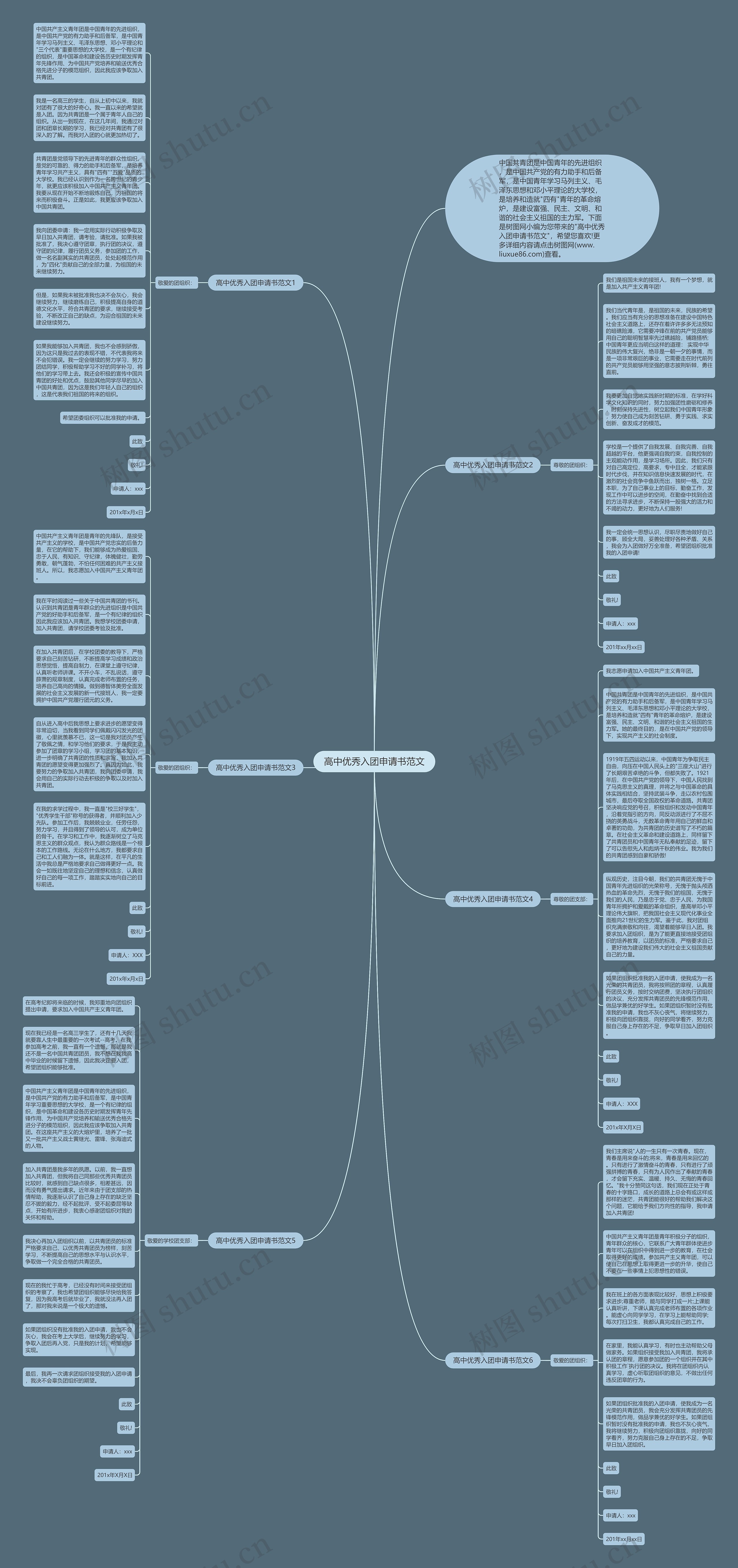 高中优秀入团申请书范文思维导图