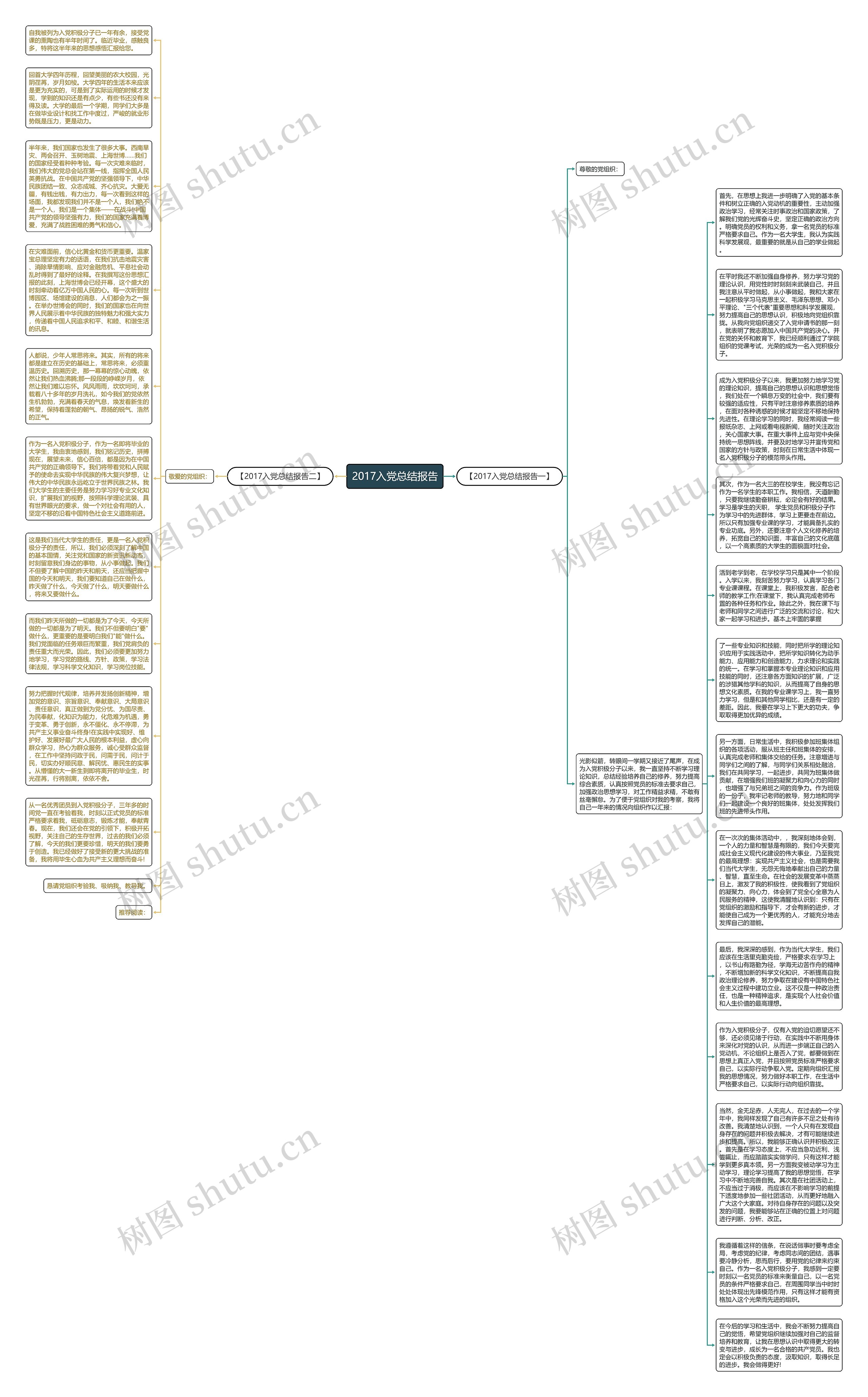 2017入党总结报告思维导图