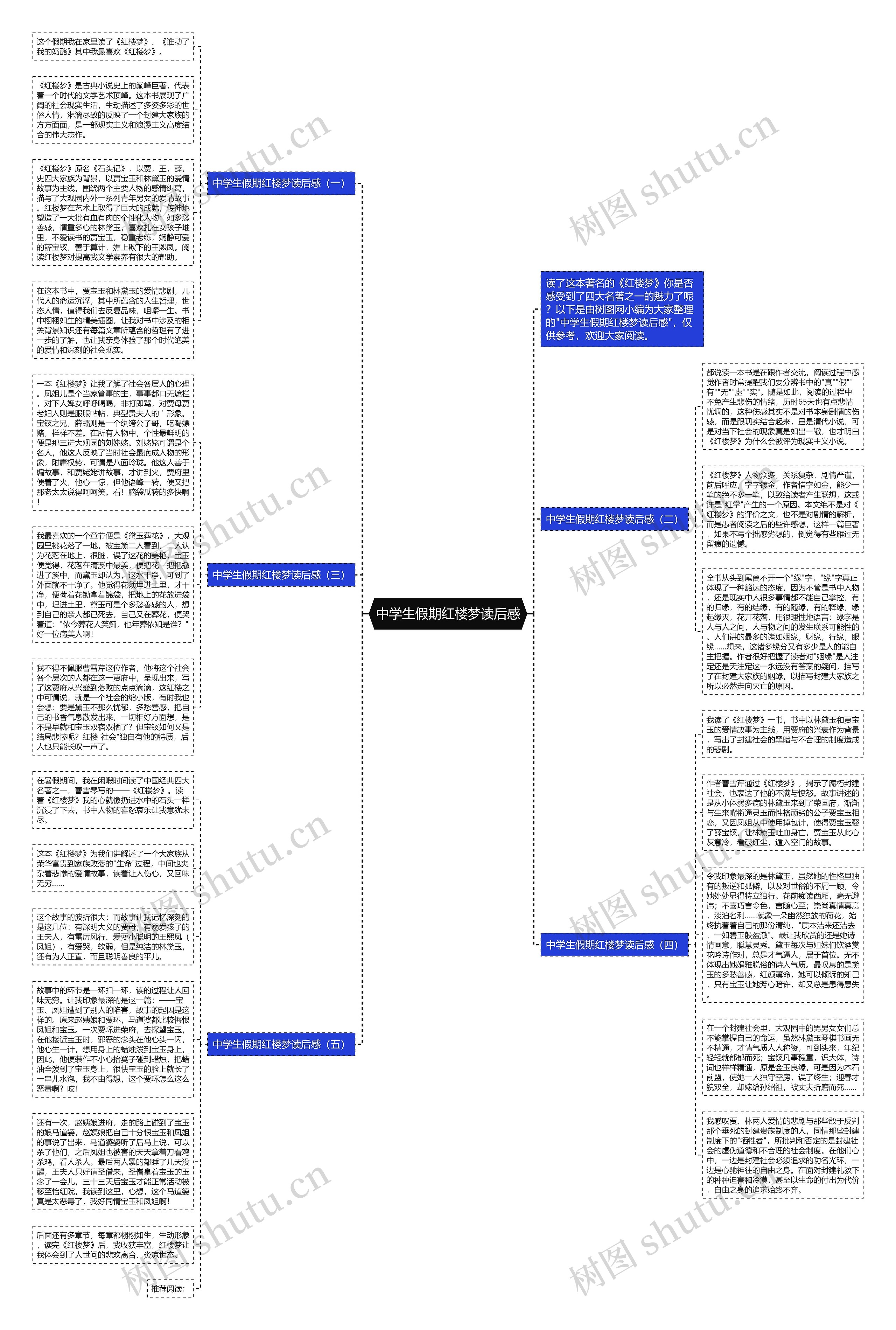 中学生假期红楼梦读后感思维导图
