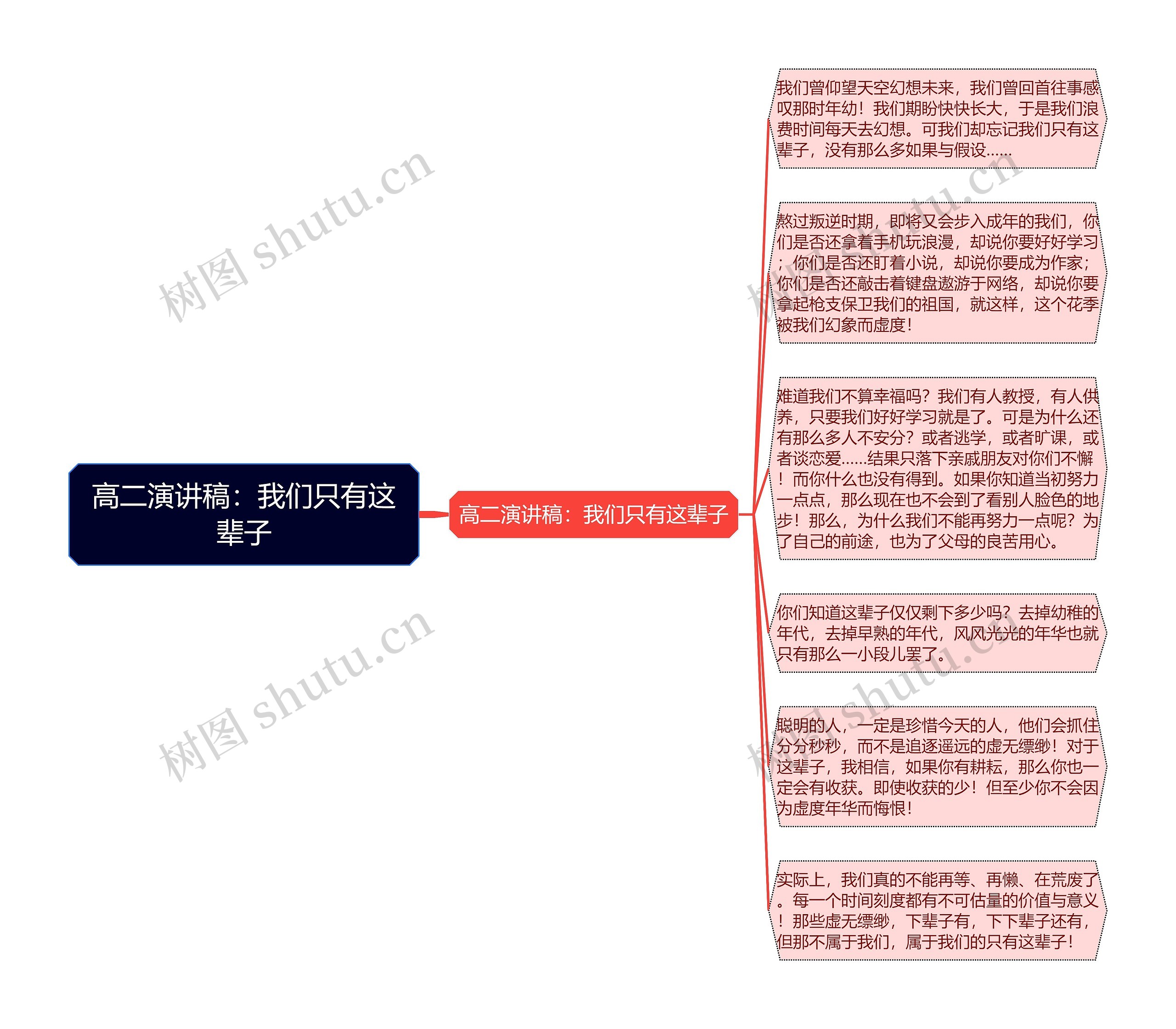 高二演讲稿：我们只有这辈子思维导图