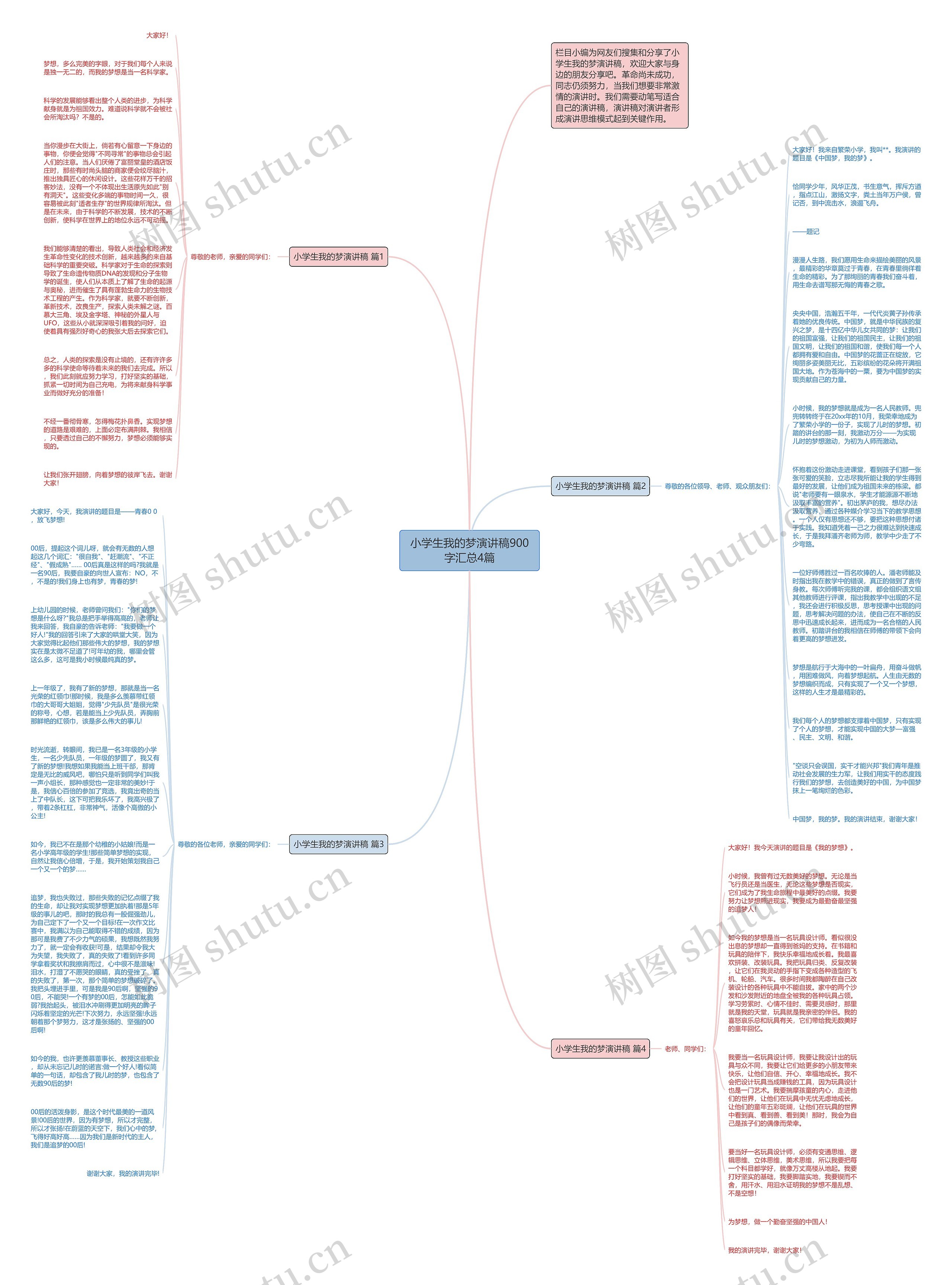 小学生我的梦演讲稿900字汇总4篇思维导图