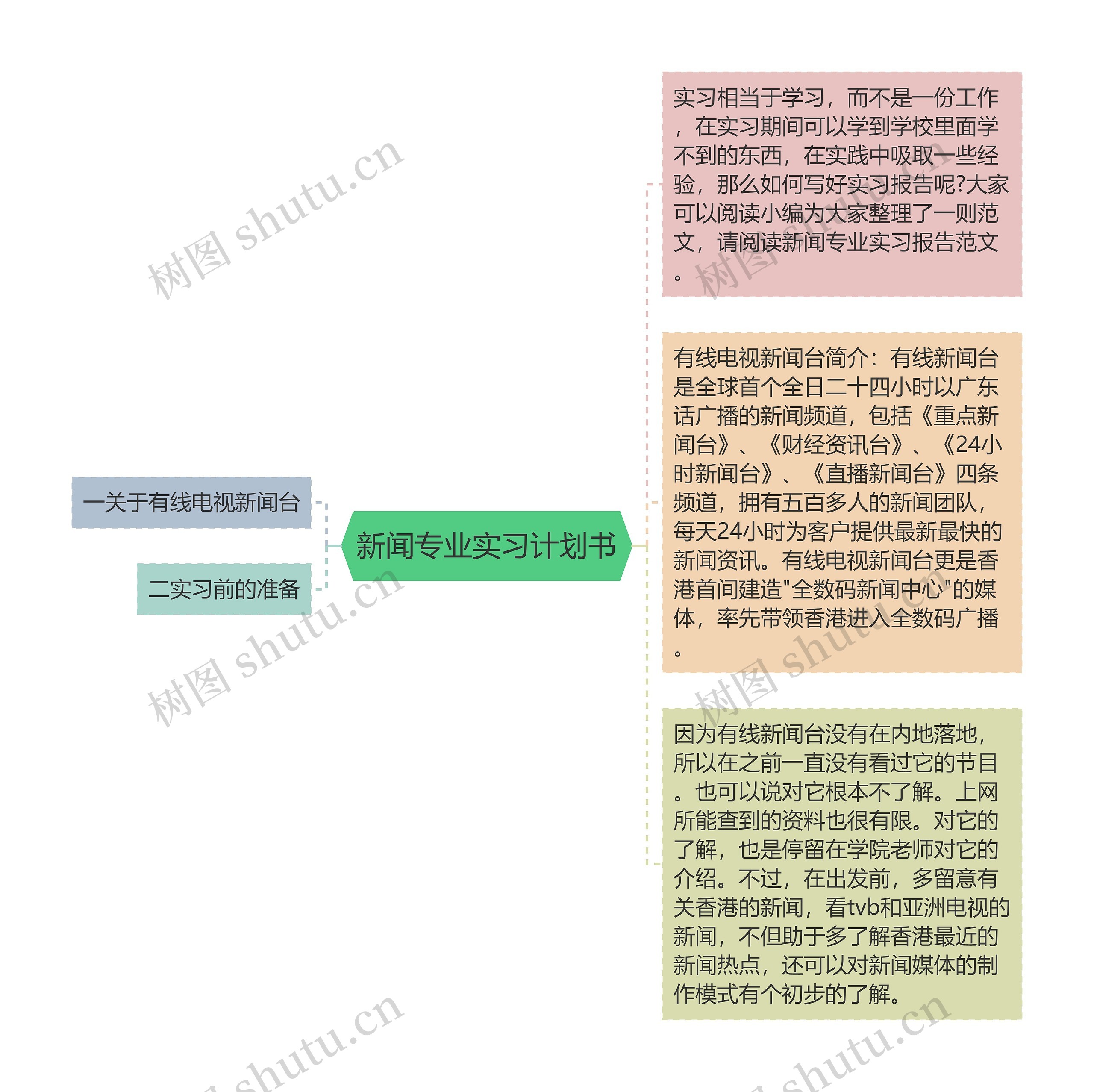 新闻专业实习计划书思维导图