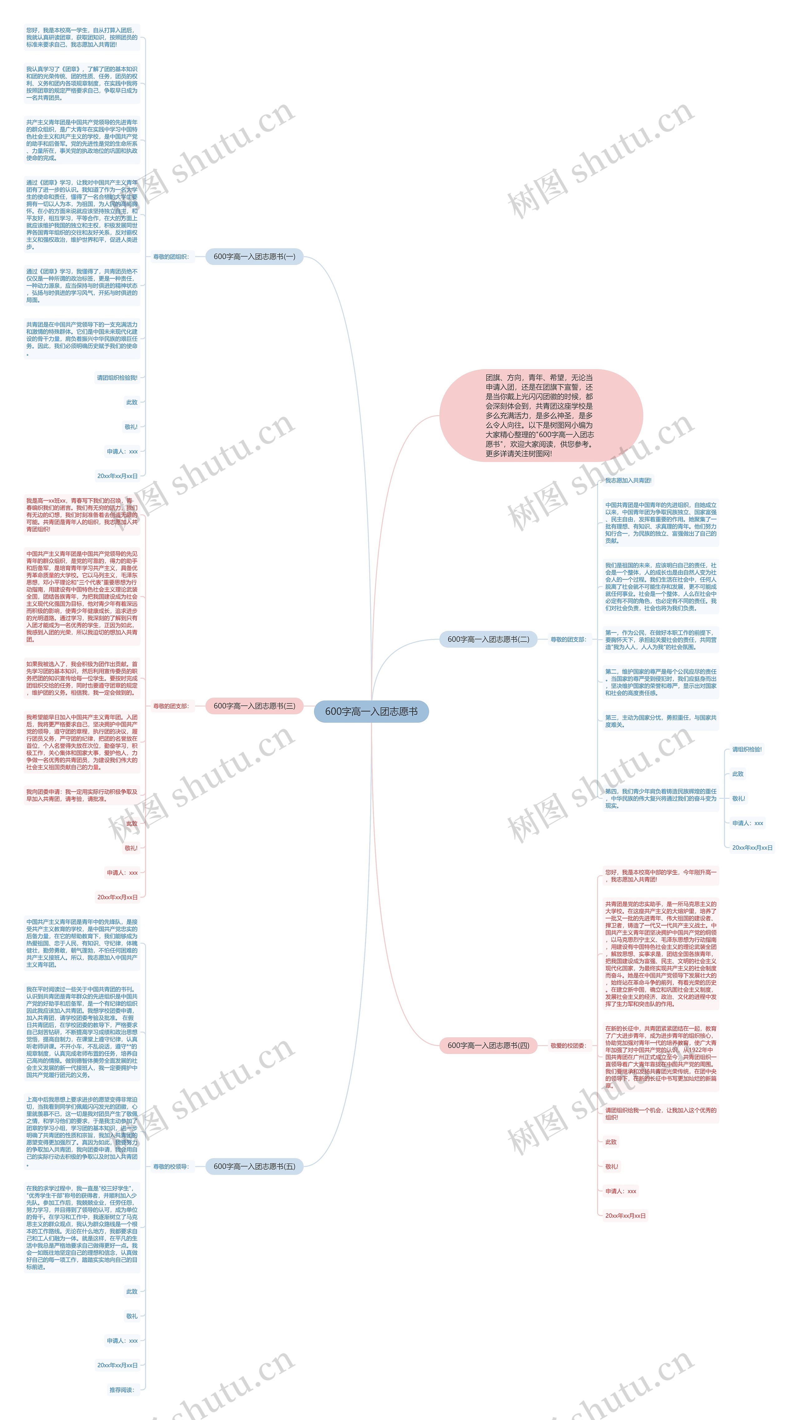 600字高一入团志愿书思维导图
