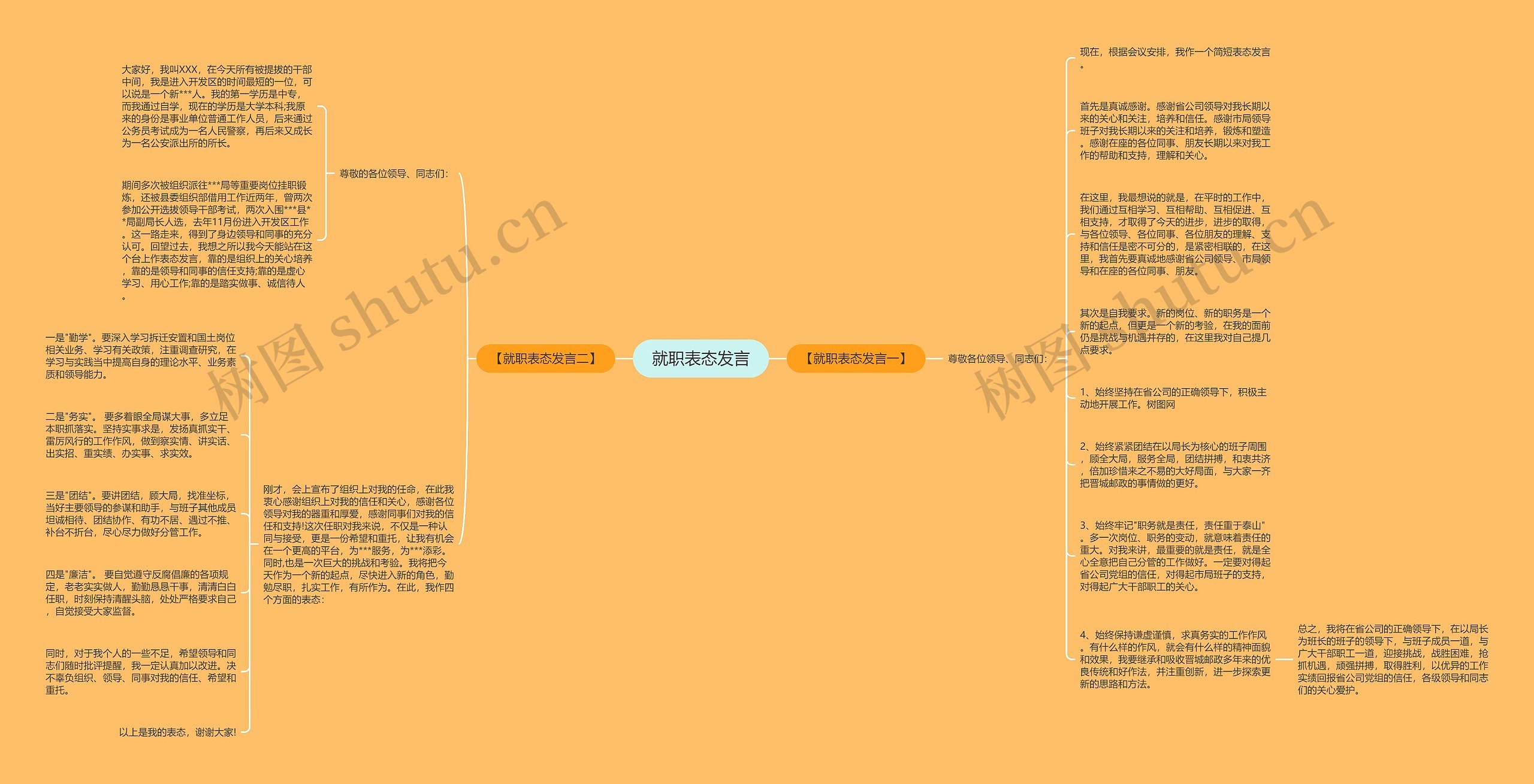 就职表态发言思维导图