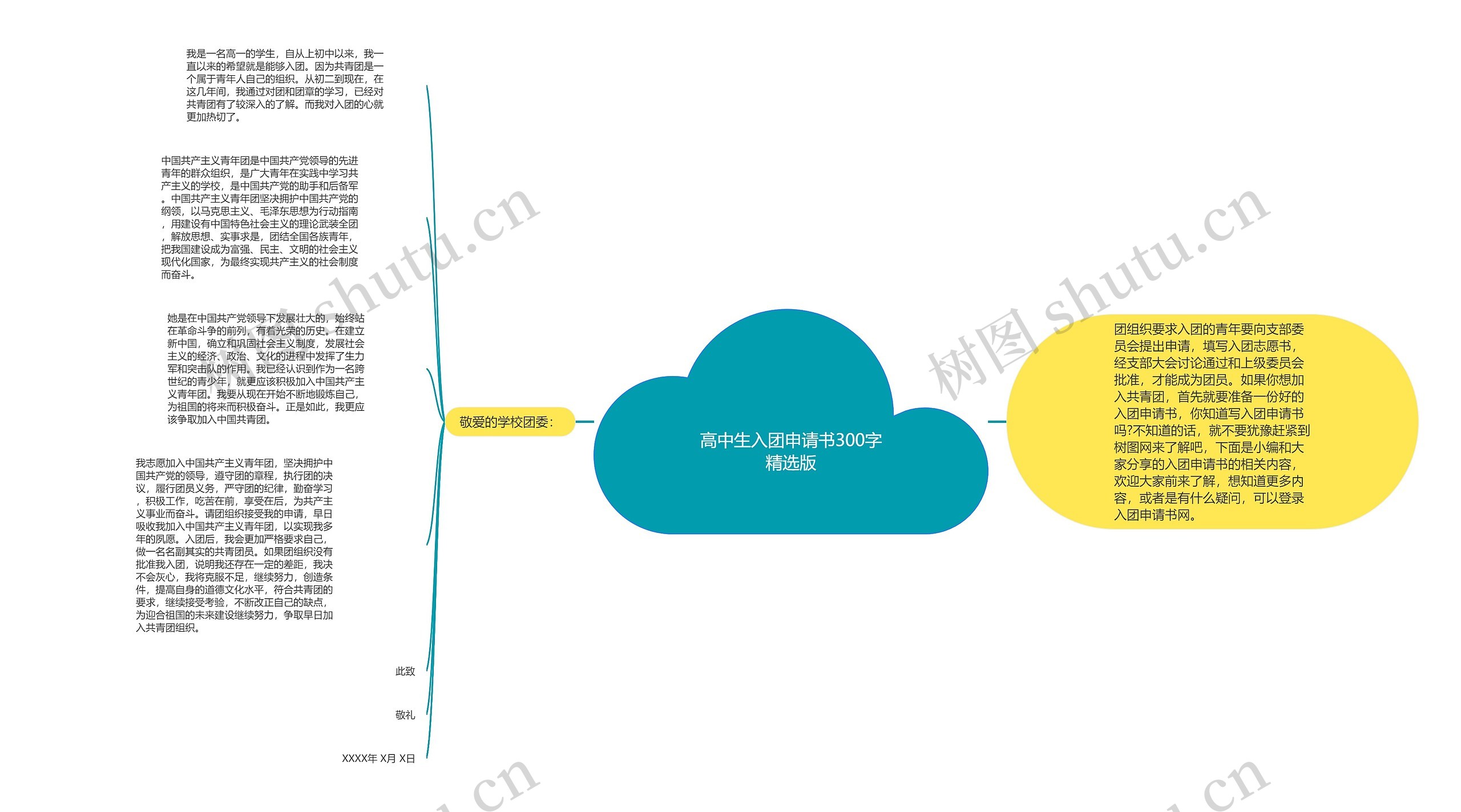 高中生入团申请书300字精选版思维导图