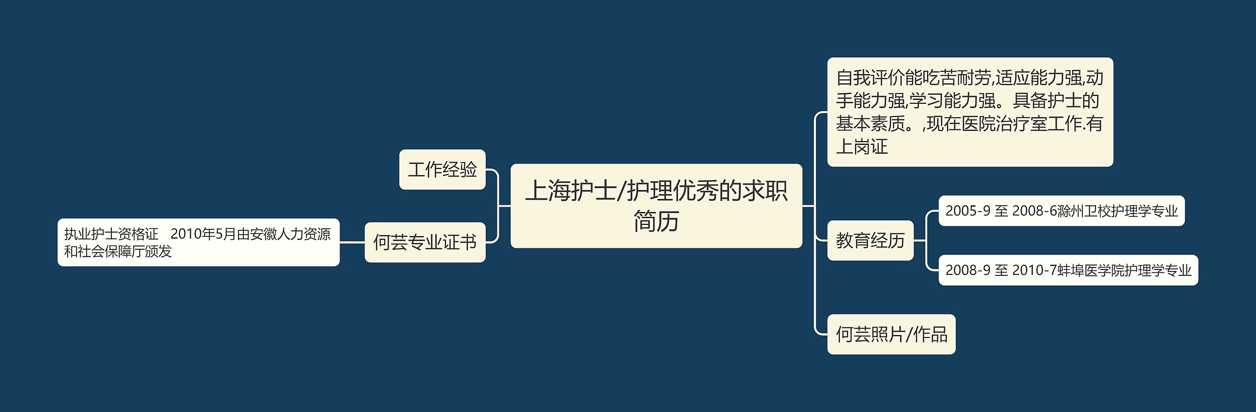 上海护士/护理优秀的求职简历思维导图