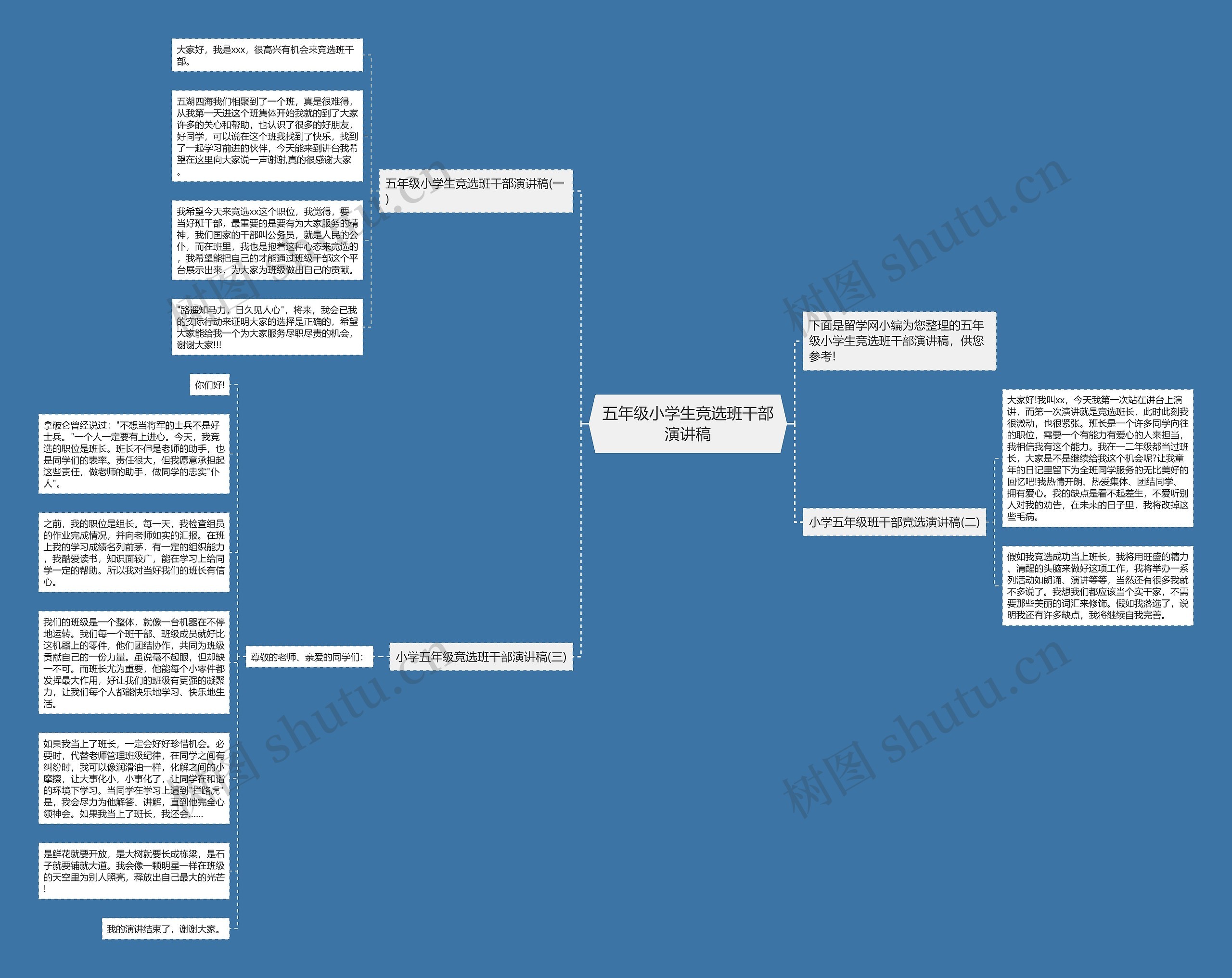 五年级小学生竞选班干部演讲稿思维导图