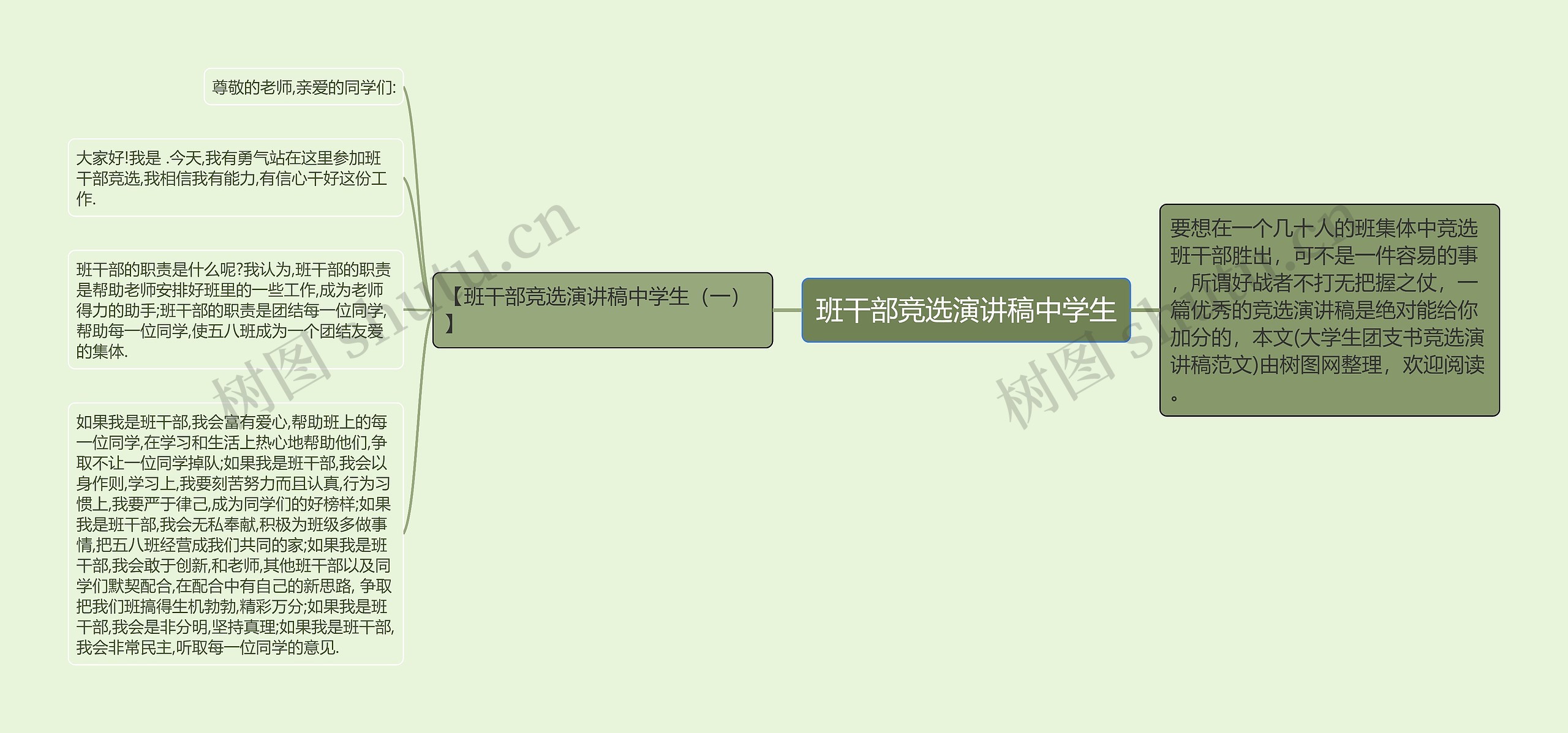 班干部竞选演讲稿中学生思维导图