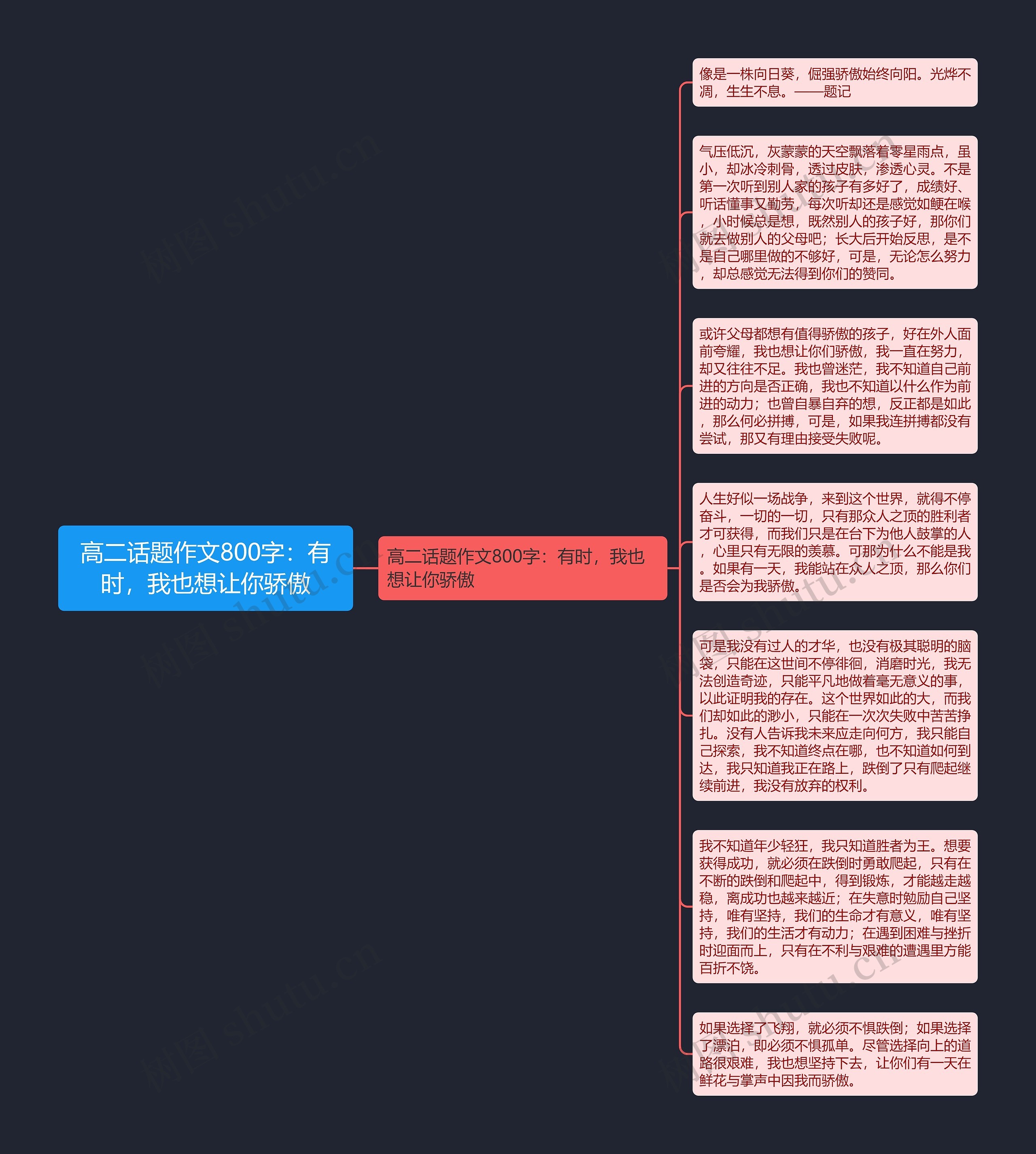 高二话题作文800字：有时，我也想让你骄傲思维导图