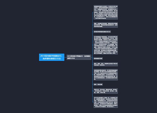 2019高考数学答题技巧：选择题快速提分方法思维导图