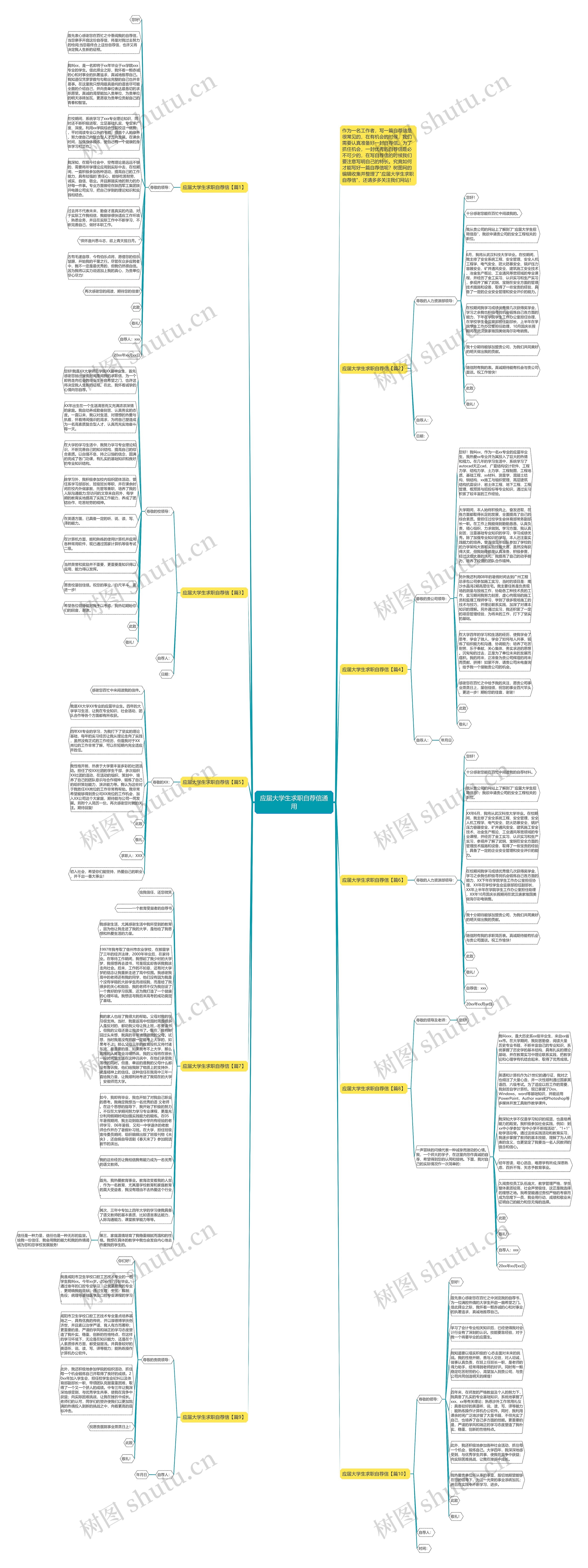 应届大学生求职自荐信通用思维导图