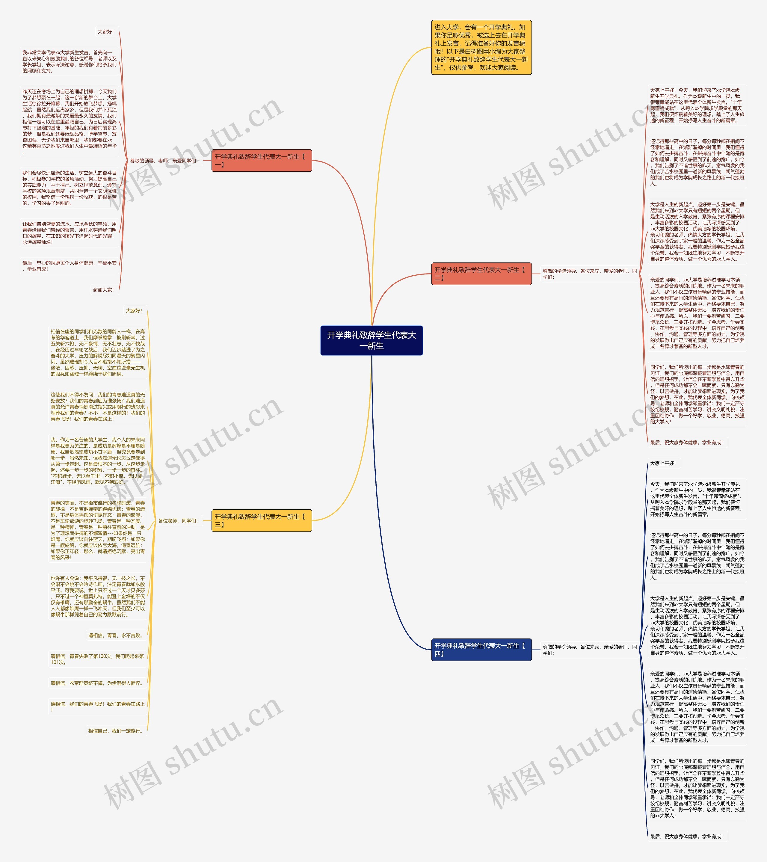 开学典礼致辞学生代表大一新生思维导图