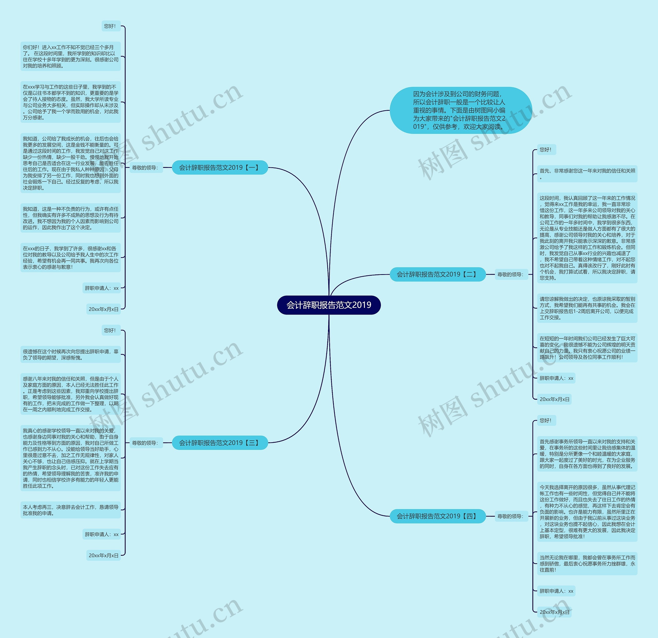 会计辞职报告范文2019思维导图