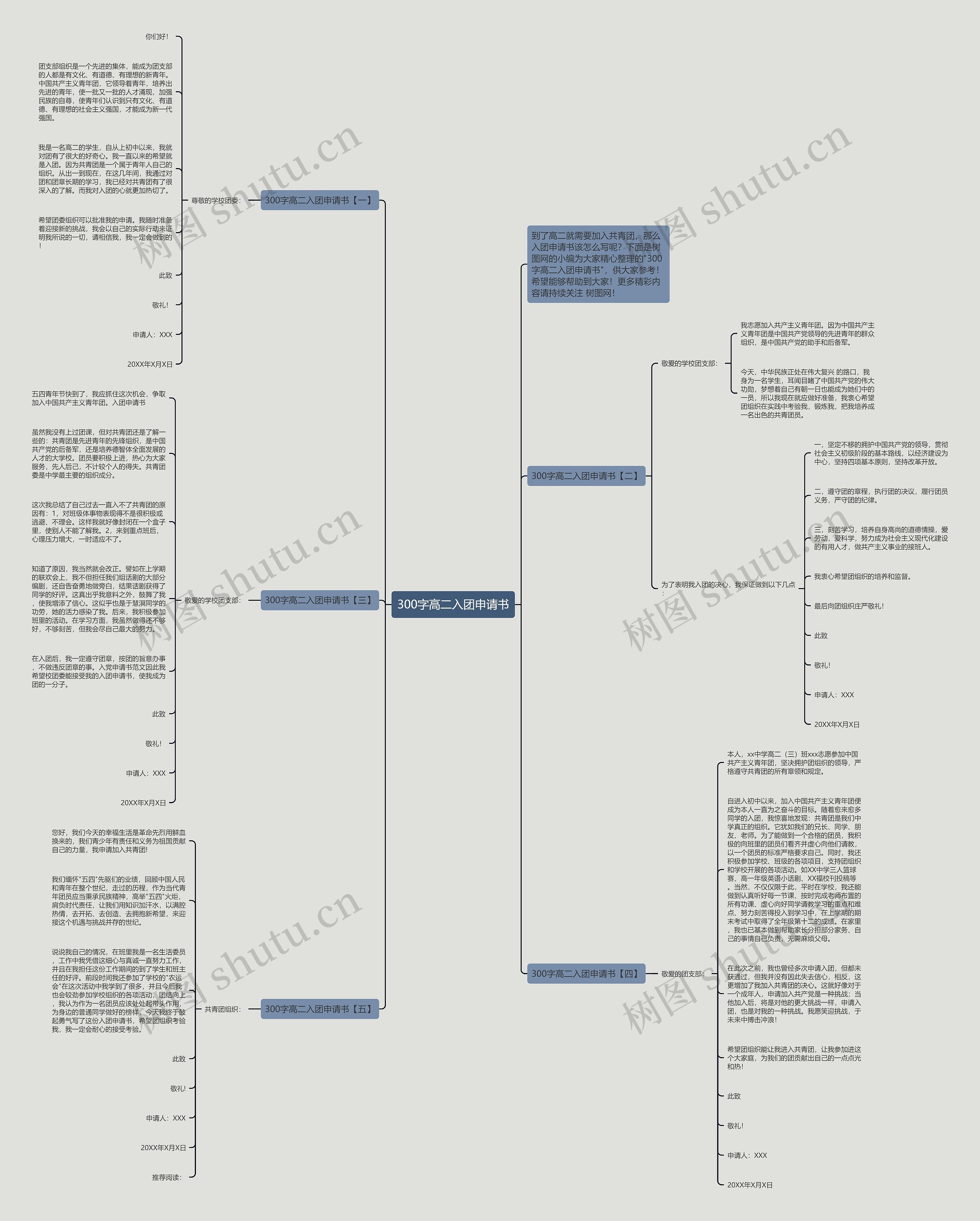 300字高二入团申请书思维导图