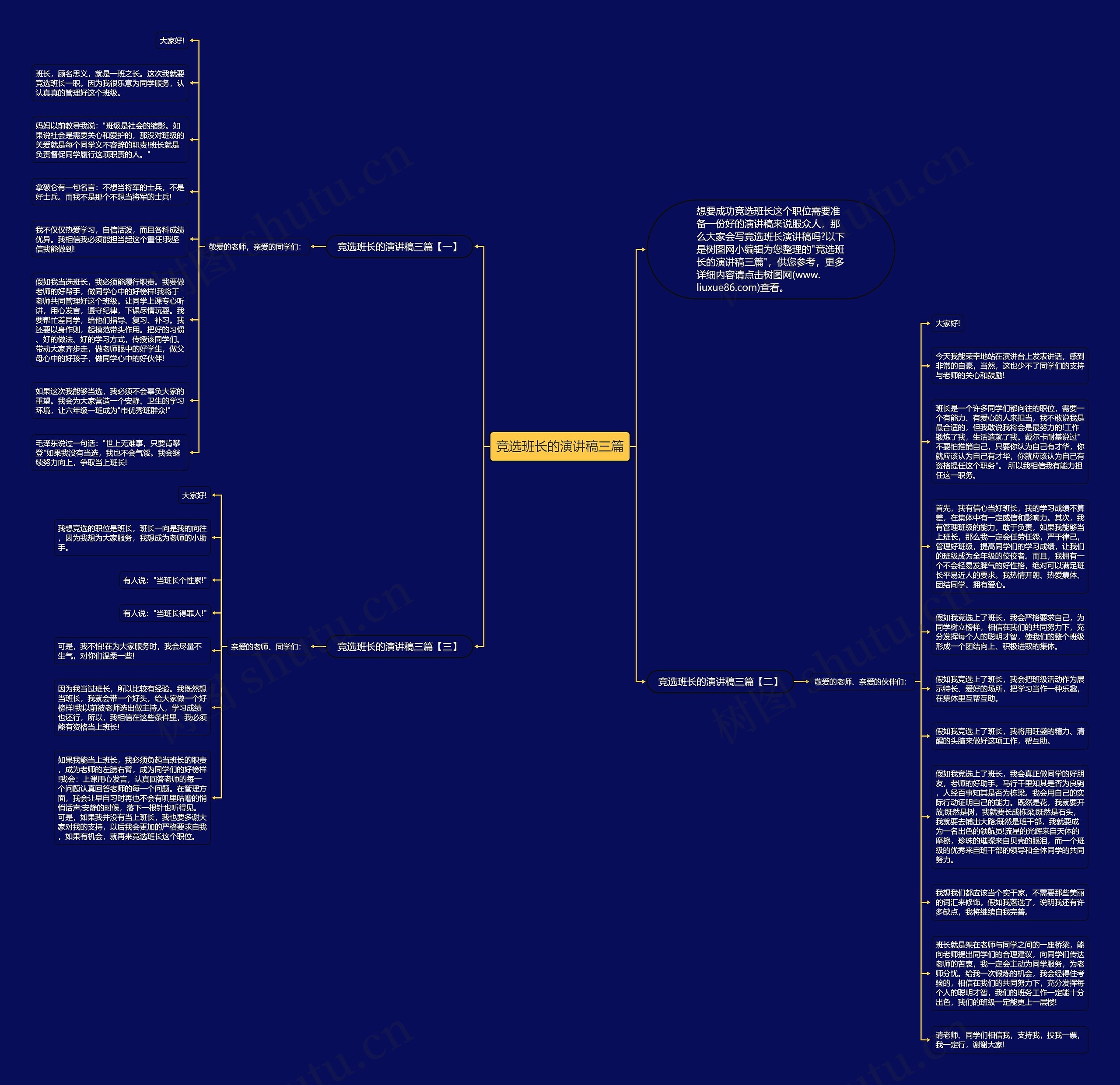 竞选班长的演讲稿三篇思维导图