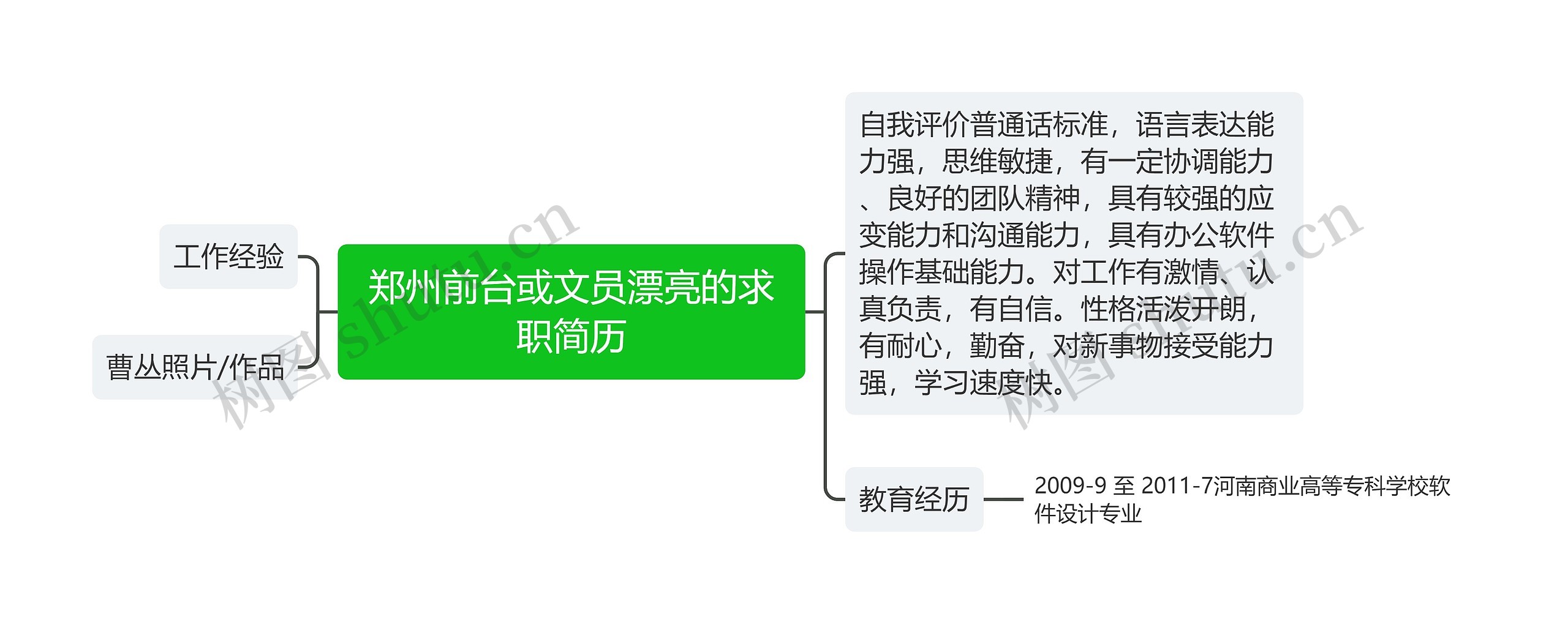 郑州前台或文员漂亮的求职简历