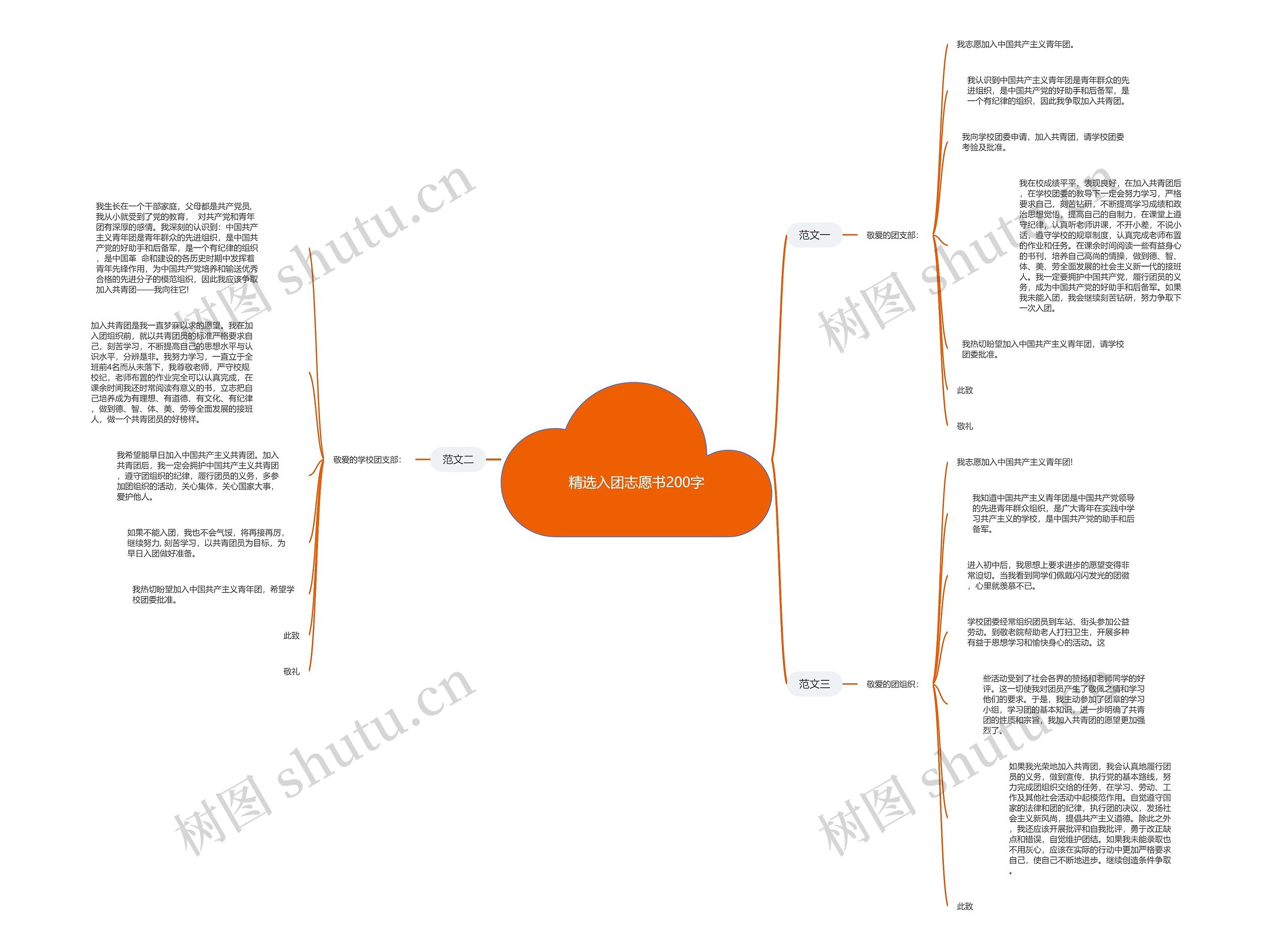 精选入团志愿书200字思维导图
