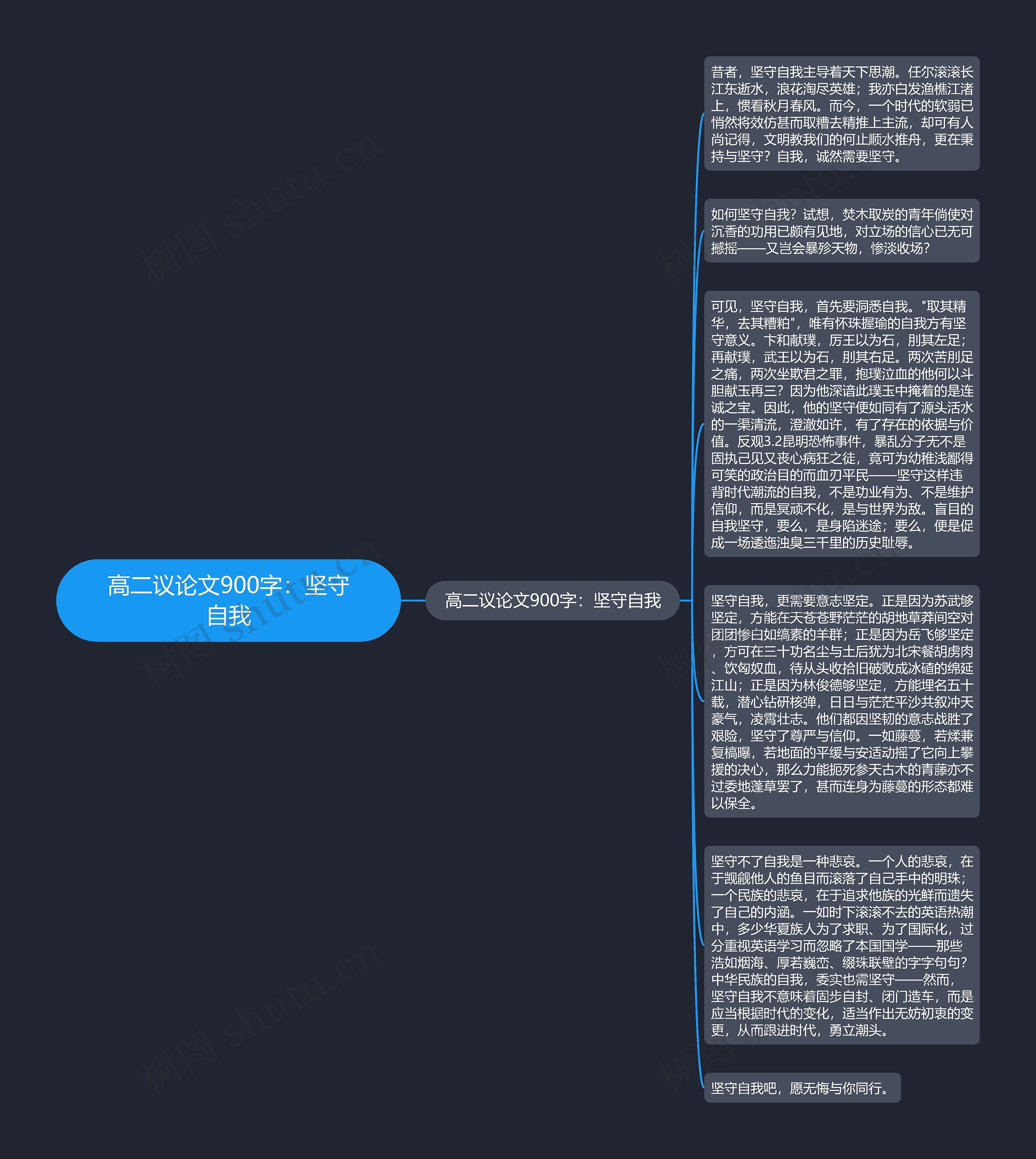 高二议论文900字：坚守自我思维导图