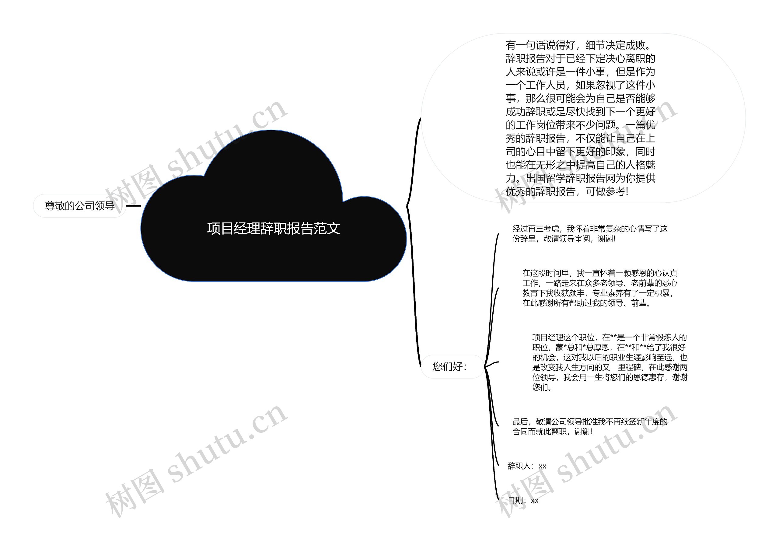 项目经理辞职报告范文思维导图