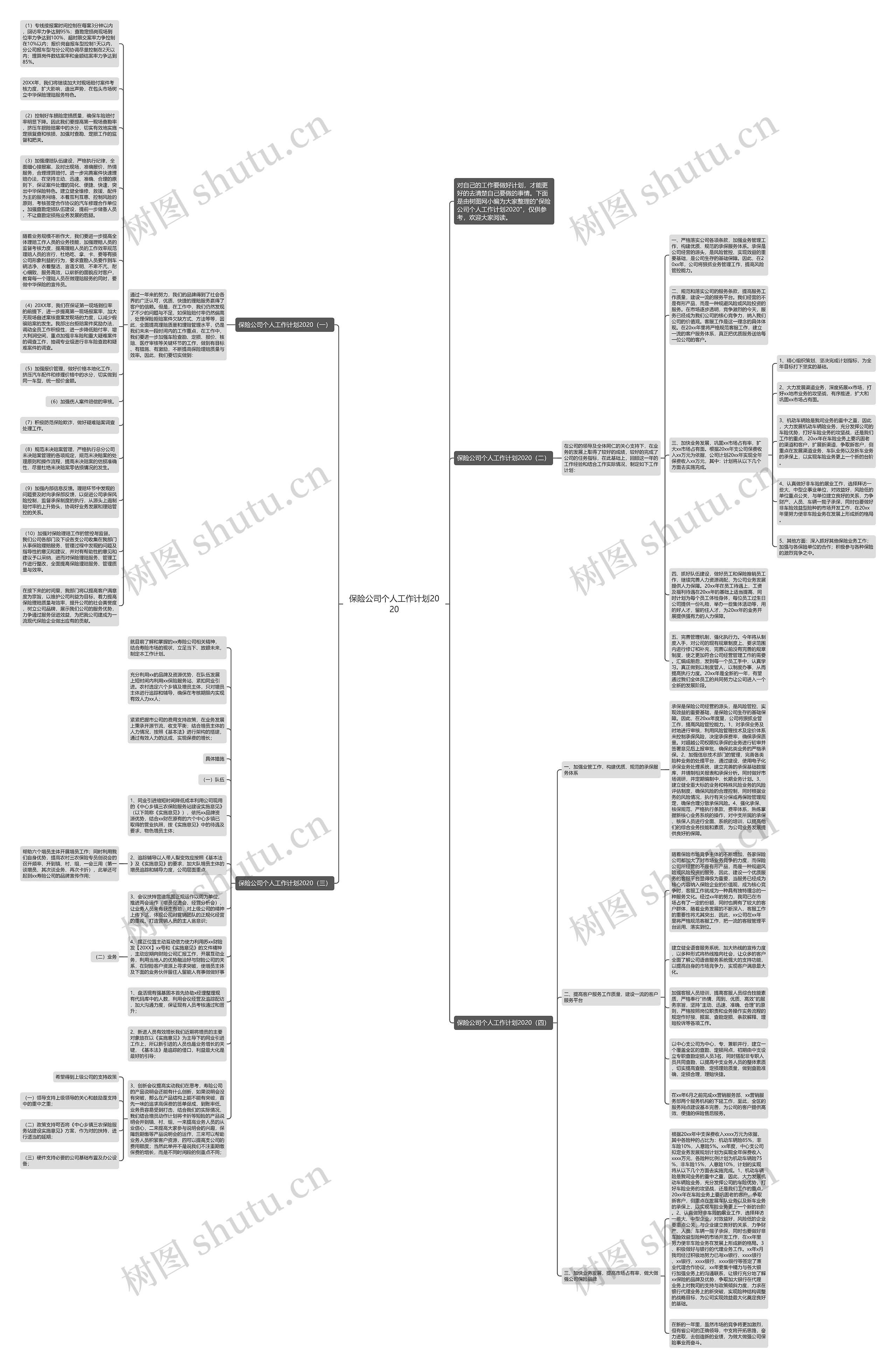 保险公司个人工作计划2020思维导图