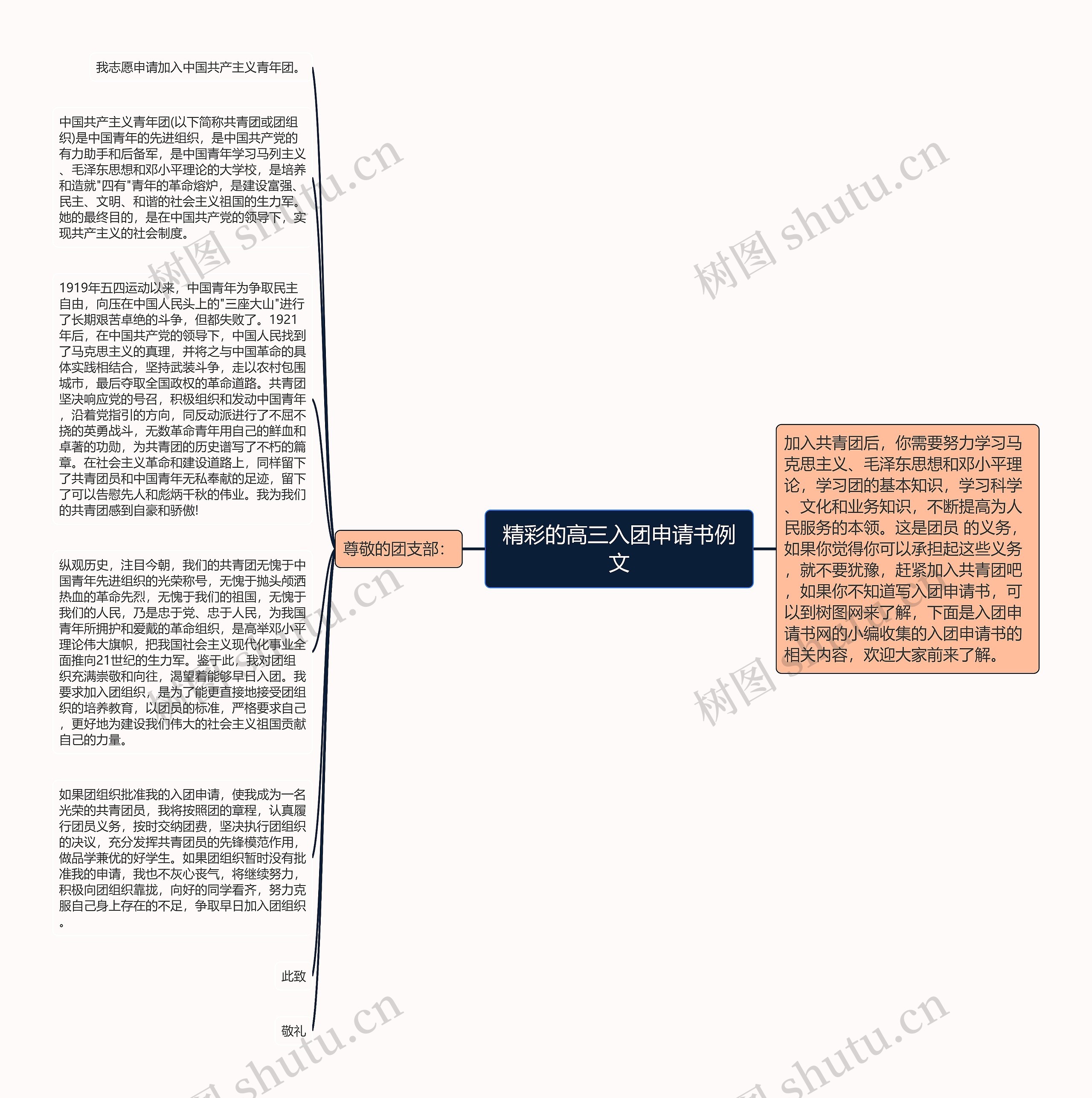 精彩的高三入团申请书例文思维导图