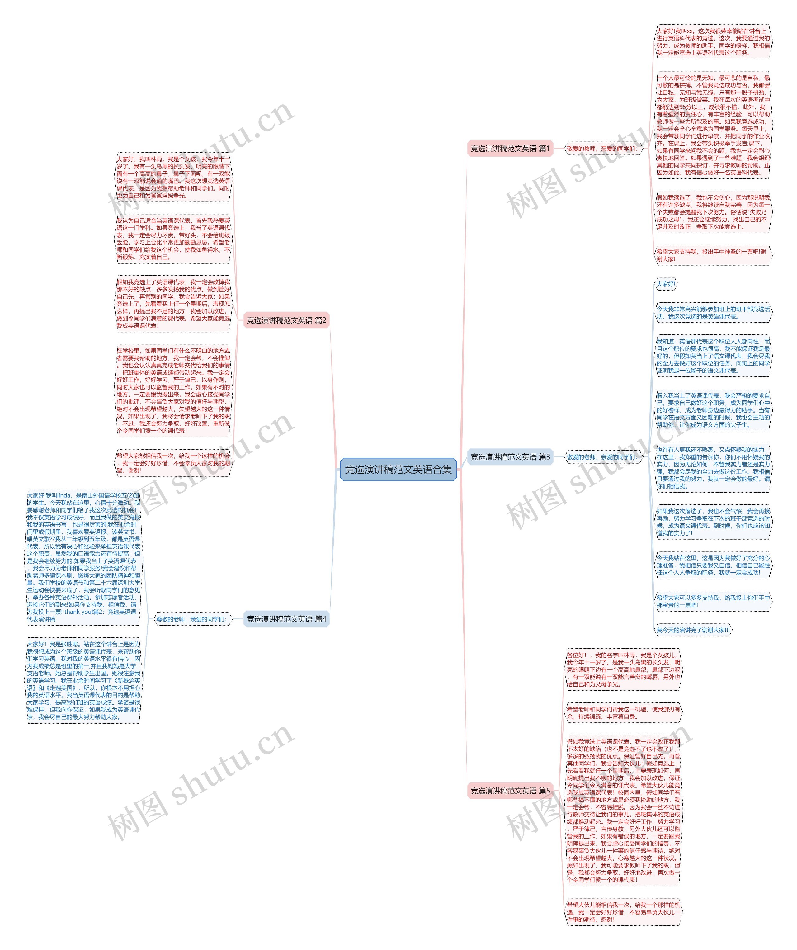 竞选演讲稿范文英语合集思维导图