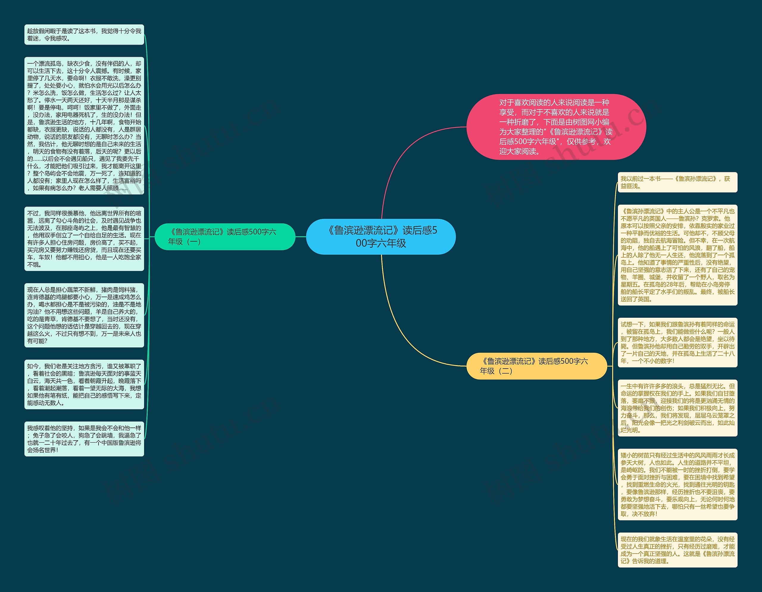 《鲁滨逊漂流记》读后感500字六年级思维导图