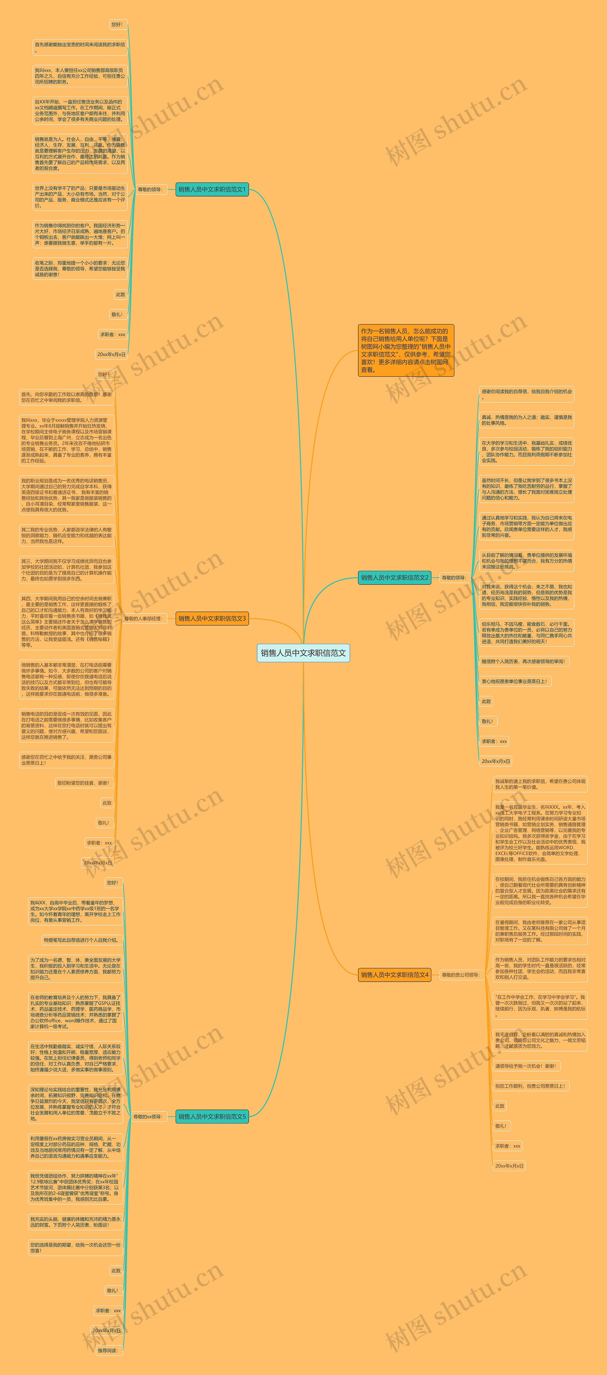销售人员中文求职信范文思维导图