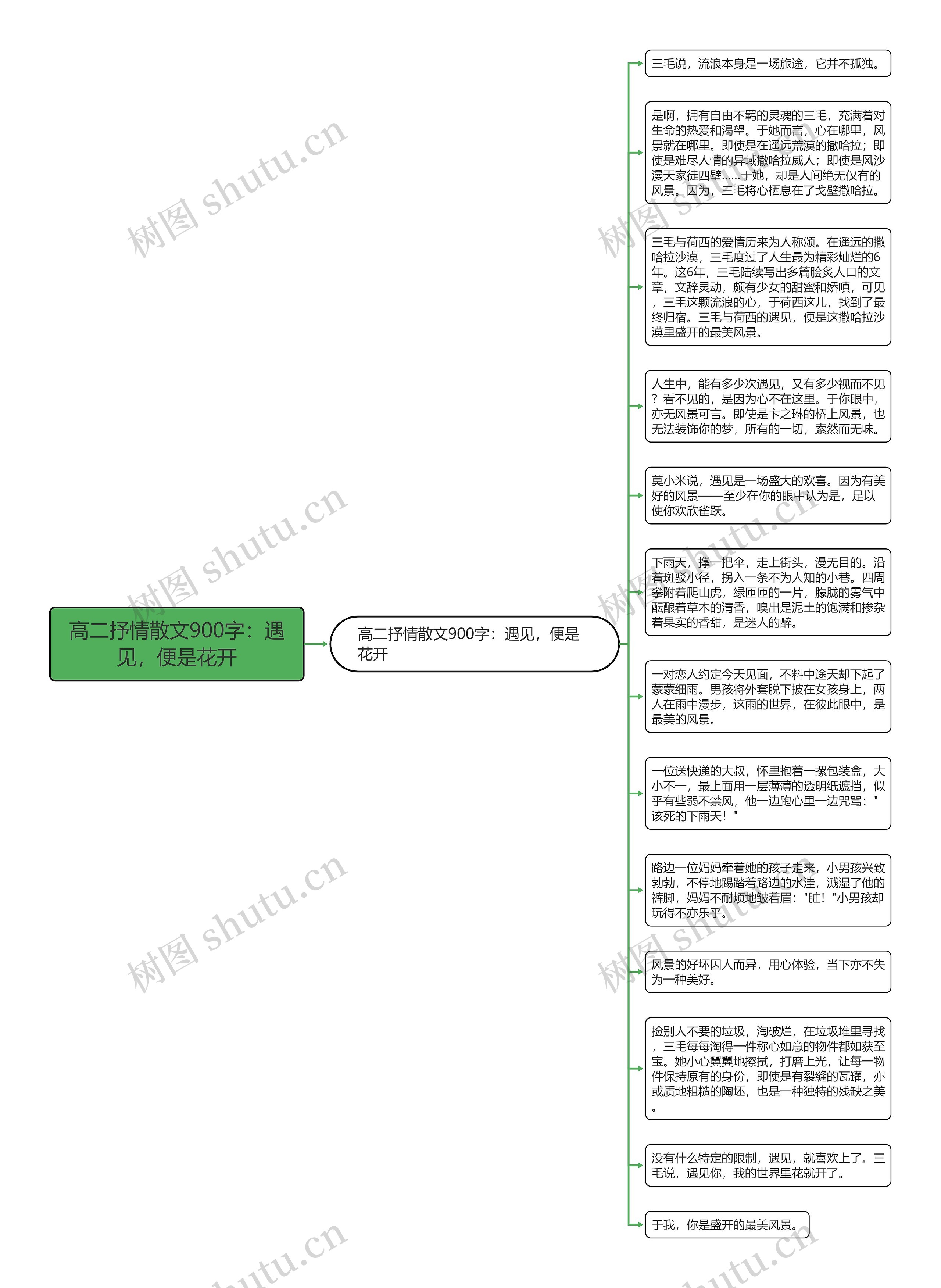 高二抒情散文900字：遇见，便是花开思维导图