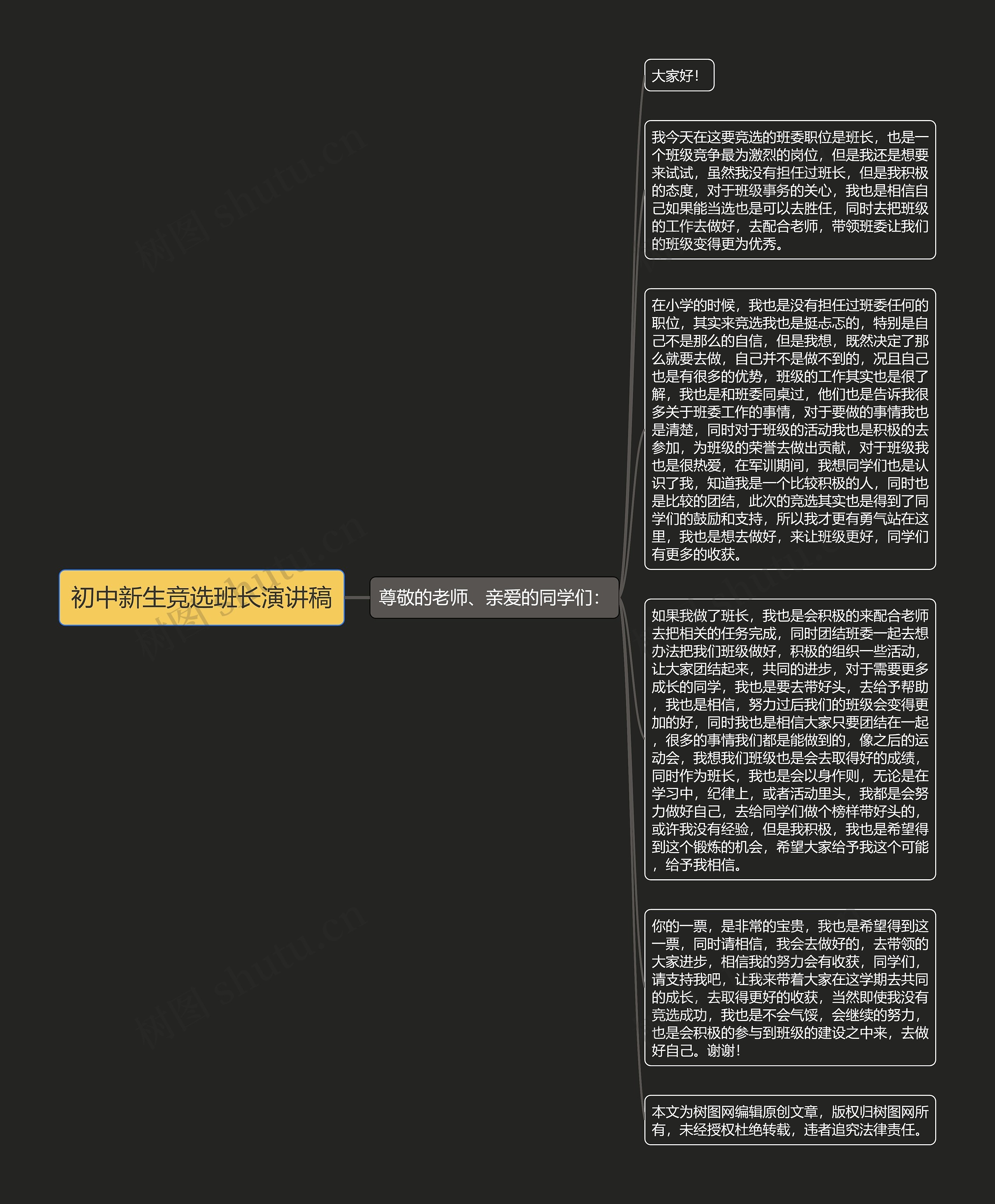 初中新生竞选班长演讲稿思维导图