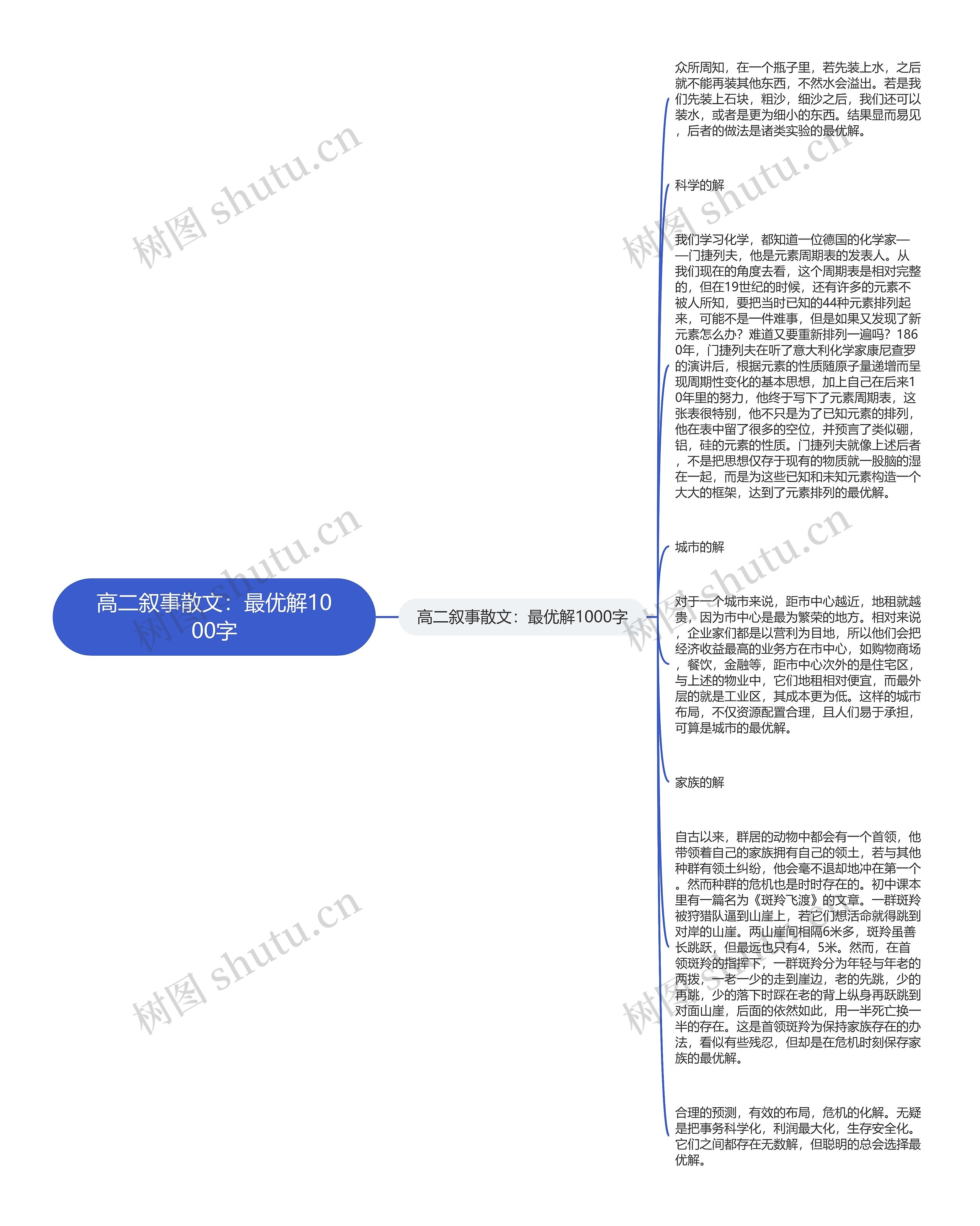 高二叙事散文：最优解1000字思维导图