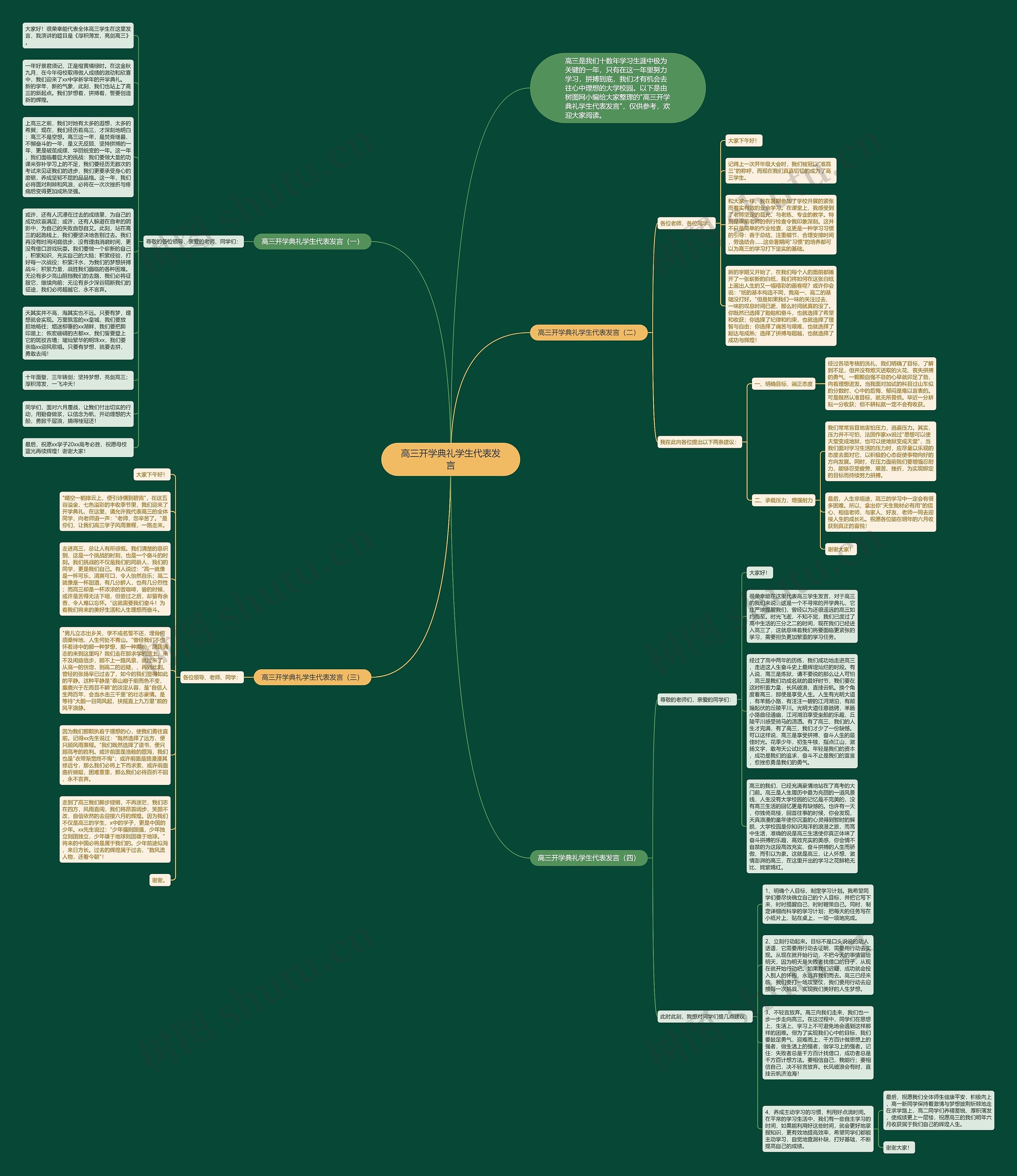 高三开学典礼学生代表发言思维导图